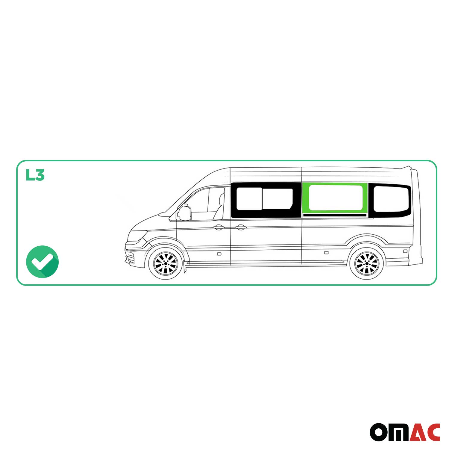 Seitenfenster Auto Seitenscheibe für VW Crafter 2017-2026 Links Schwarz L3
