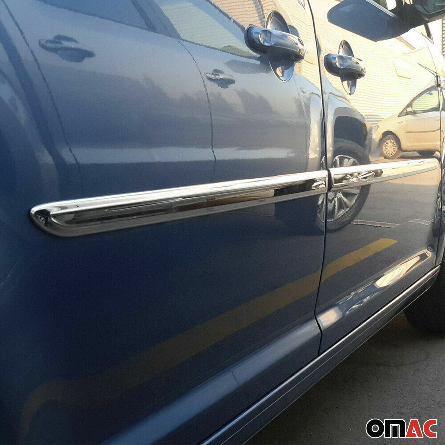 Seitentürleiste Türschutzleiste für VW Touran I 2010-15 FL Chrom Stahl Dunkel 4x