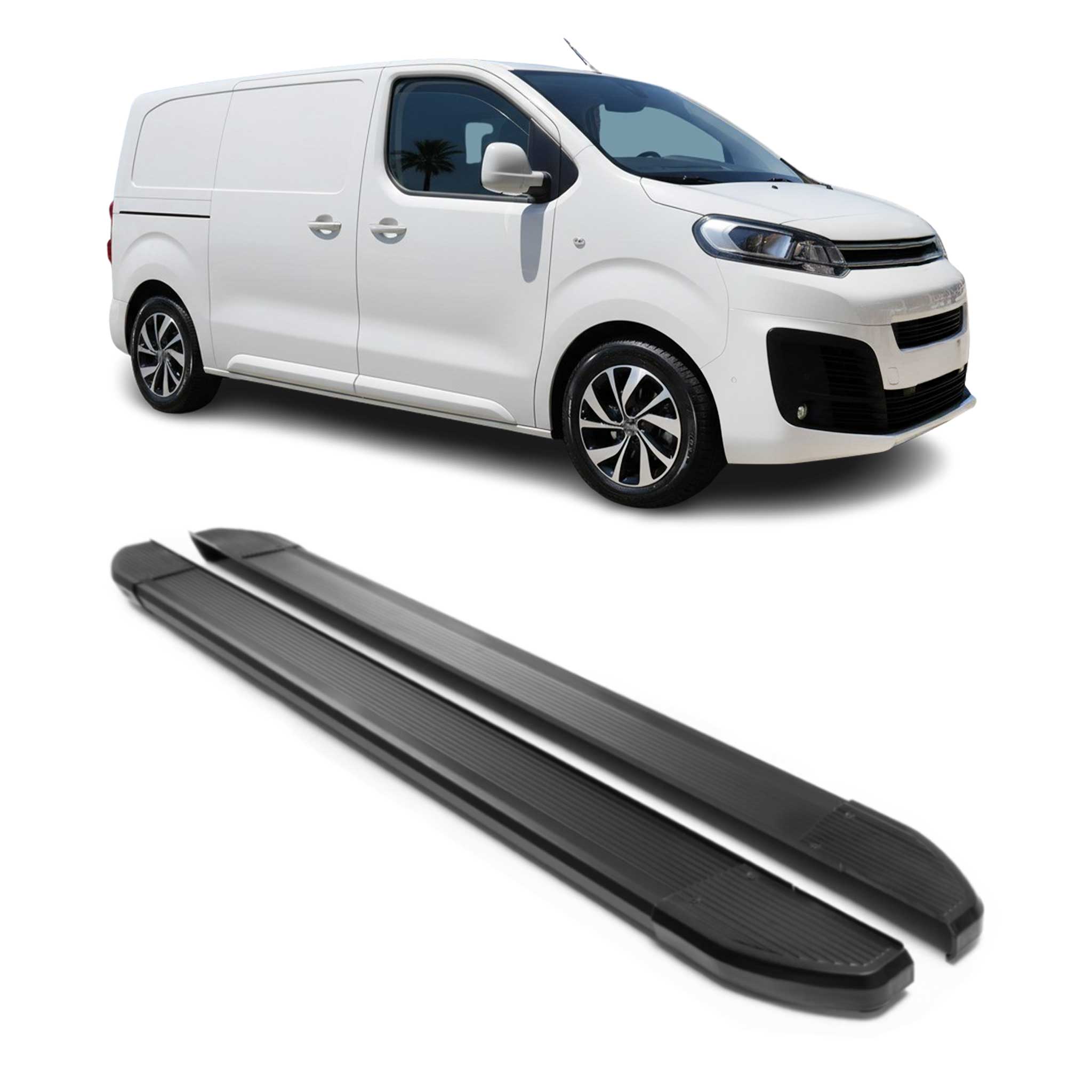 Alu Schweller Trittbretter für Citroen Jumpy 2016-2026 Schwar L1 Kurzer Schwarz