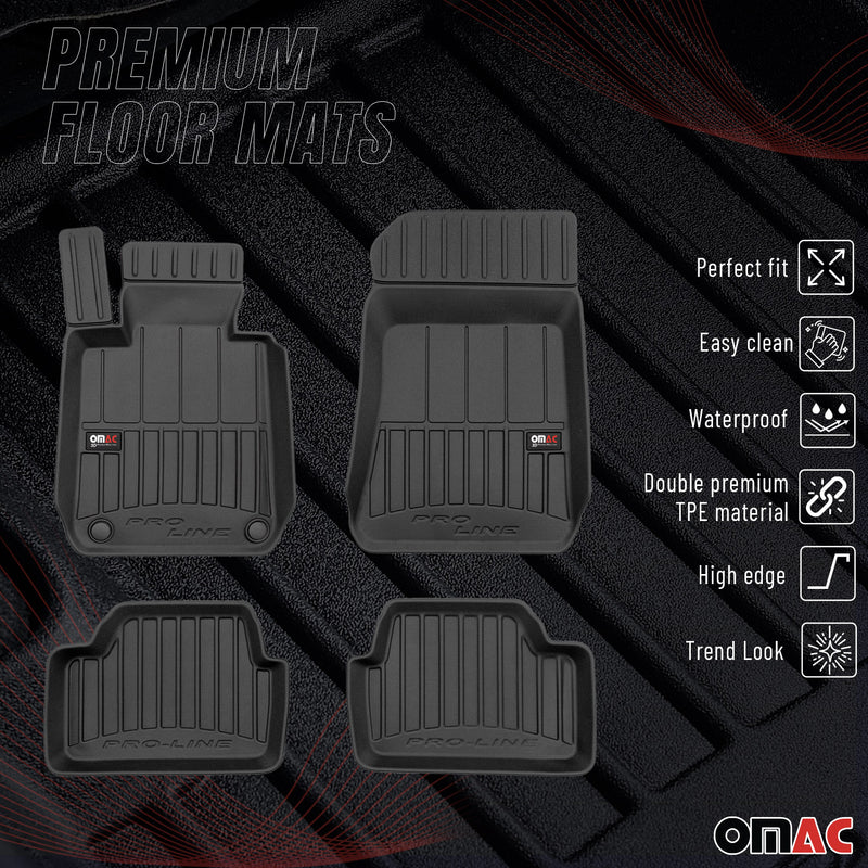 OMAC Gummi Fußmatten für BMW 1er E81 3tür 2006-2012 Premium TPE 3D Schwarz 4x