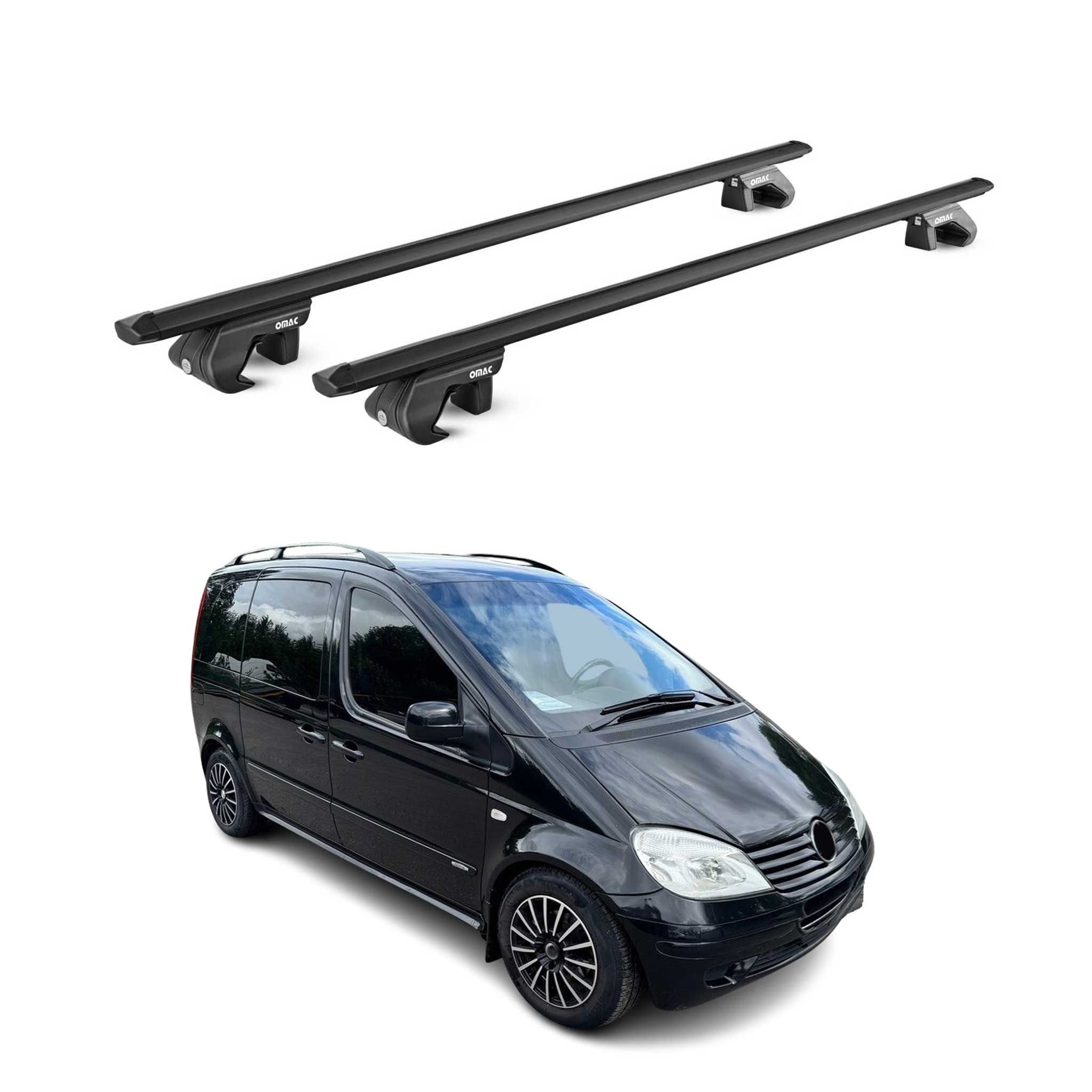 Dachträger für Mercedes Vaneo W414 2002-2005 5 tür 90kg Alu Schwarz 2x ABE