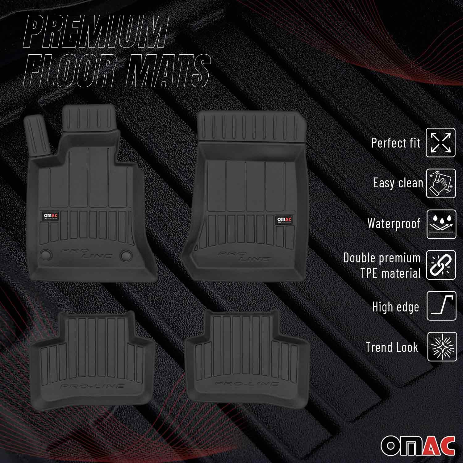 OMAC Gummi Fußmatten für Mercedes GLK Klasse X204 2008-15 Premium TPE Schwarz 4x