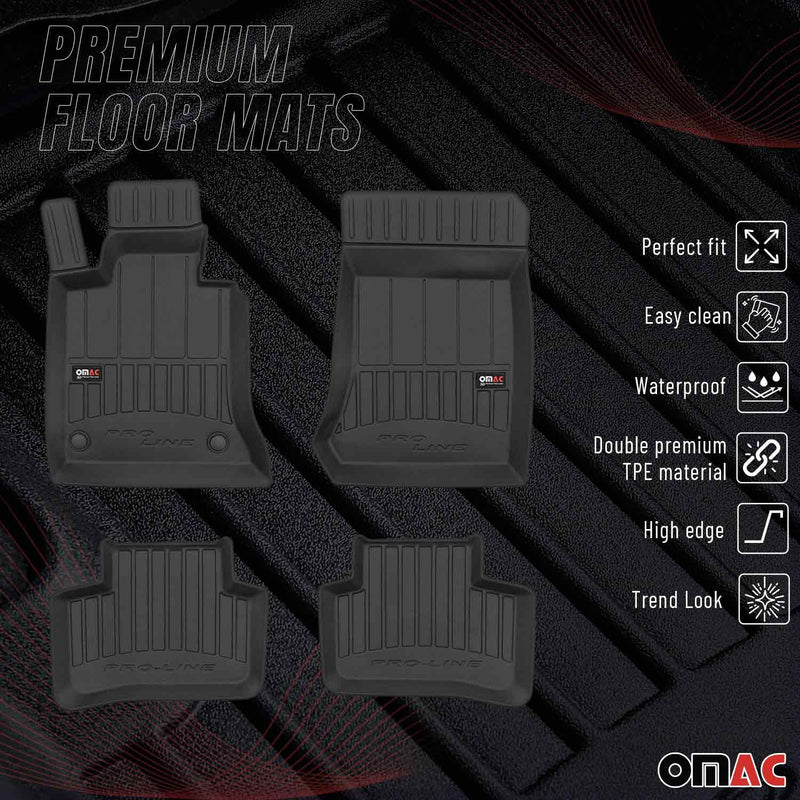 OMAC Gummi Fußmatten für Mercedes GLK Klasse X204 2008-15 Premium TPE Schwarz 4x