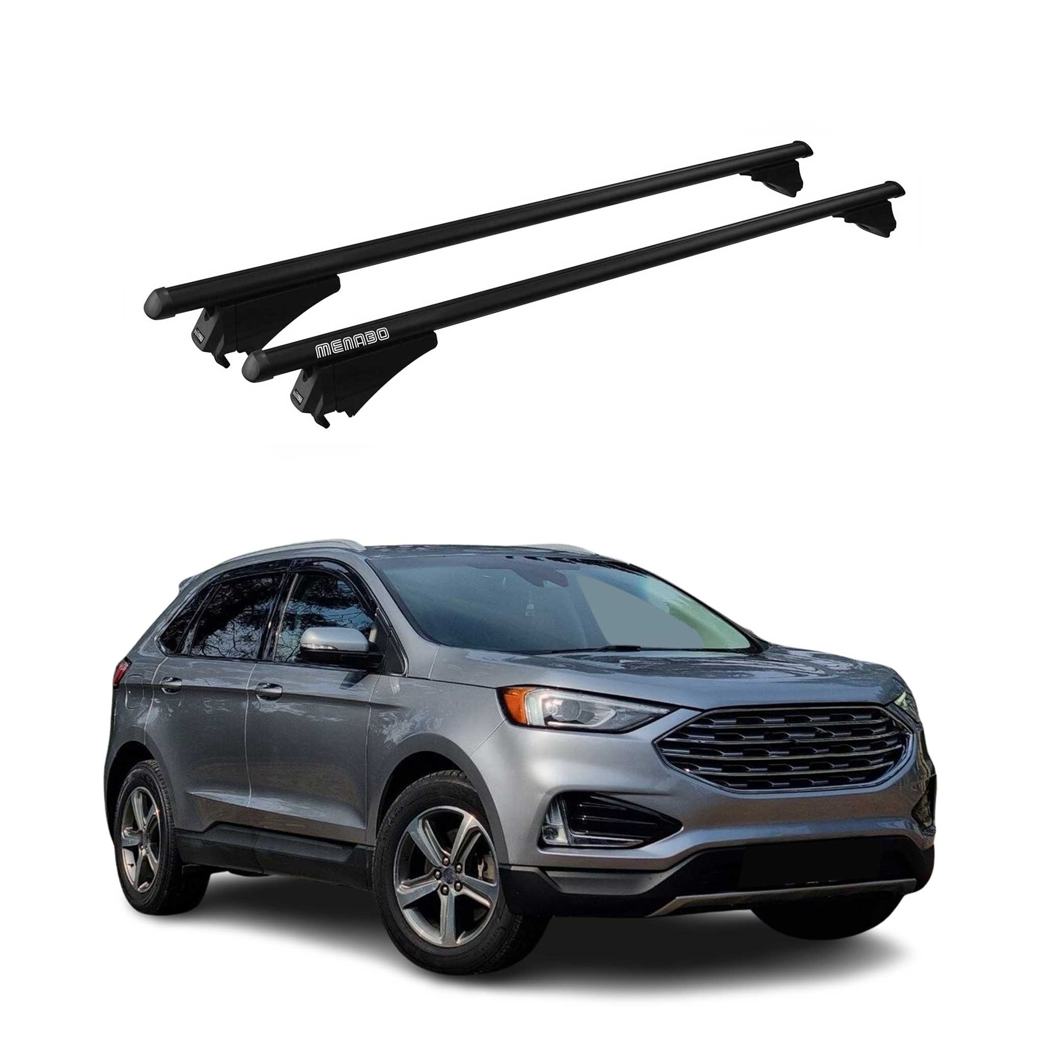 Menabo Dachträger Grundtäger für Ford Edge 2016-2021 75kg Alu Schwarz 2 tlg