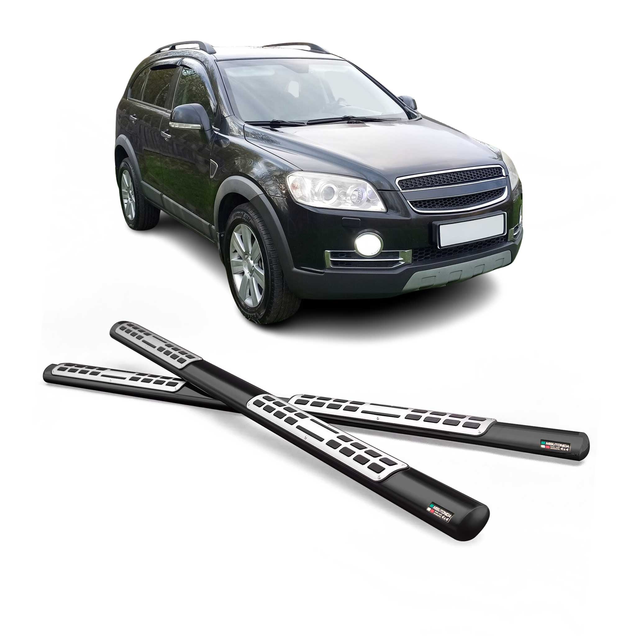 Edelstahl Seitenschweller Schwellerrohre für Chevrolet Captiva 2006-2010 Schwarz