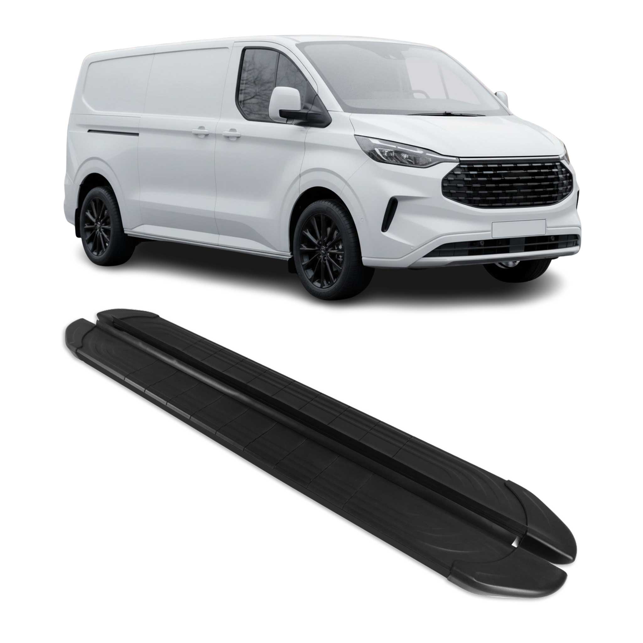 Seitenschweller Trittbretter für Ford Tourneo Custom 2023-2026 L2 Schwarz 2 tlg