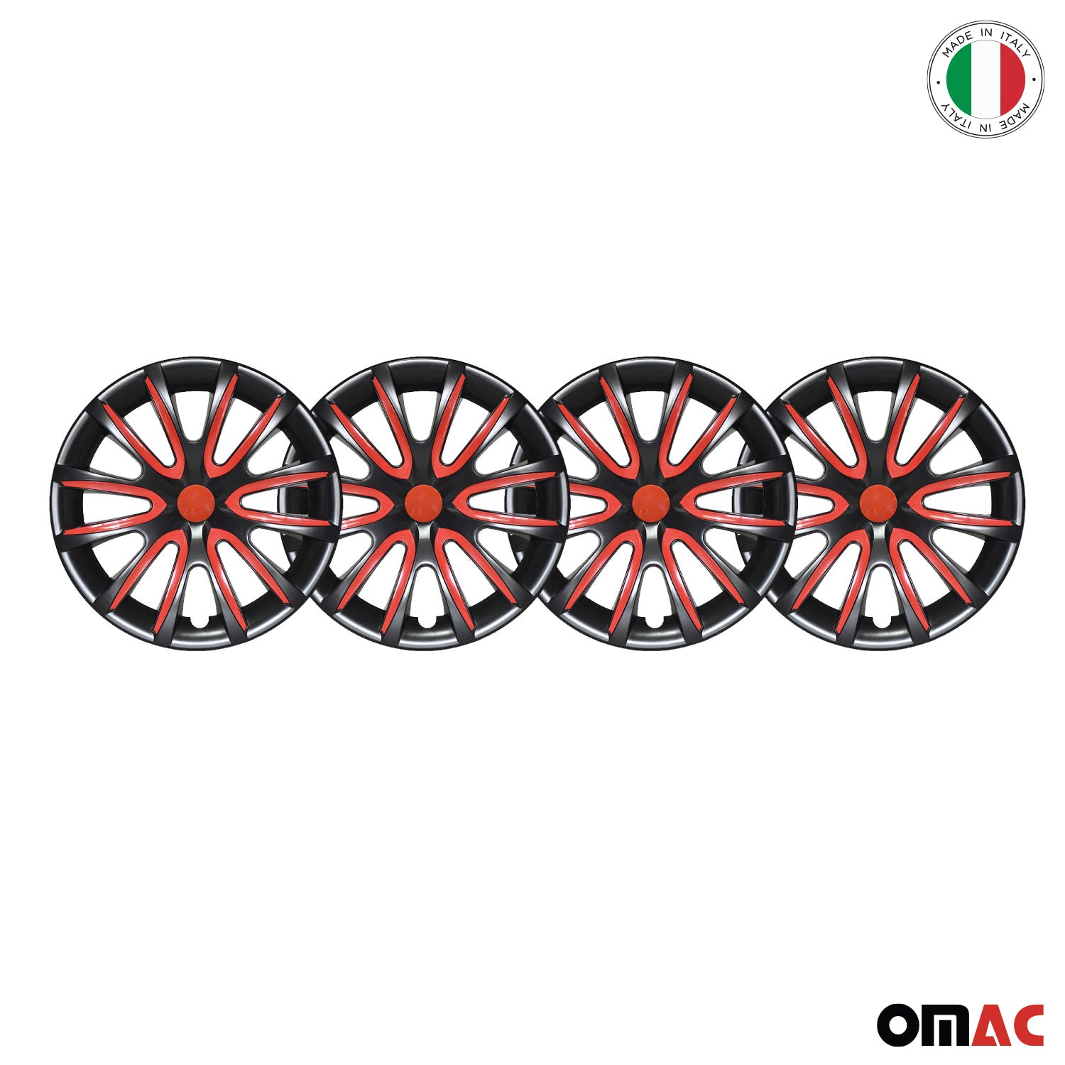 4x Radblenden Radkappen Radzierblenden für 16" Zoll Stahlfelgen Schwarz Rot