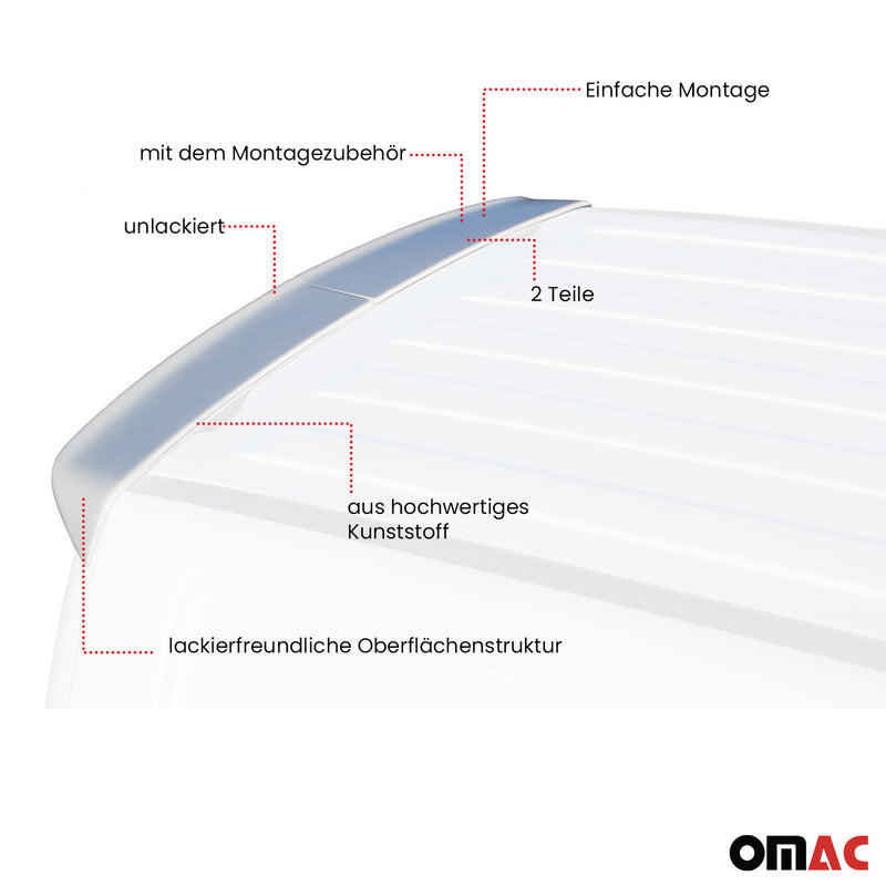 RDX Dachspoiler für VW Transporter T5 2003-2015 Hecktüren 2 tlg Unlackiert