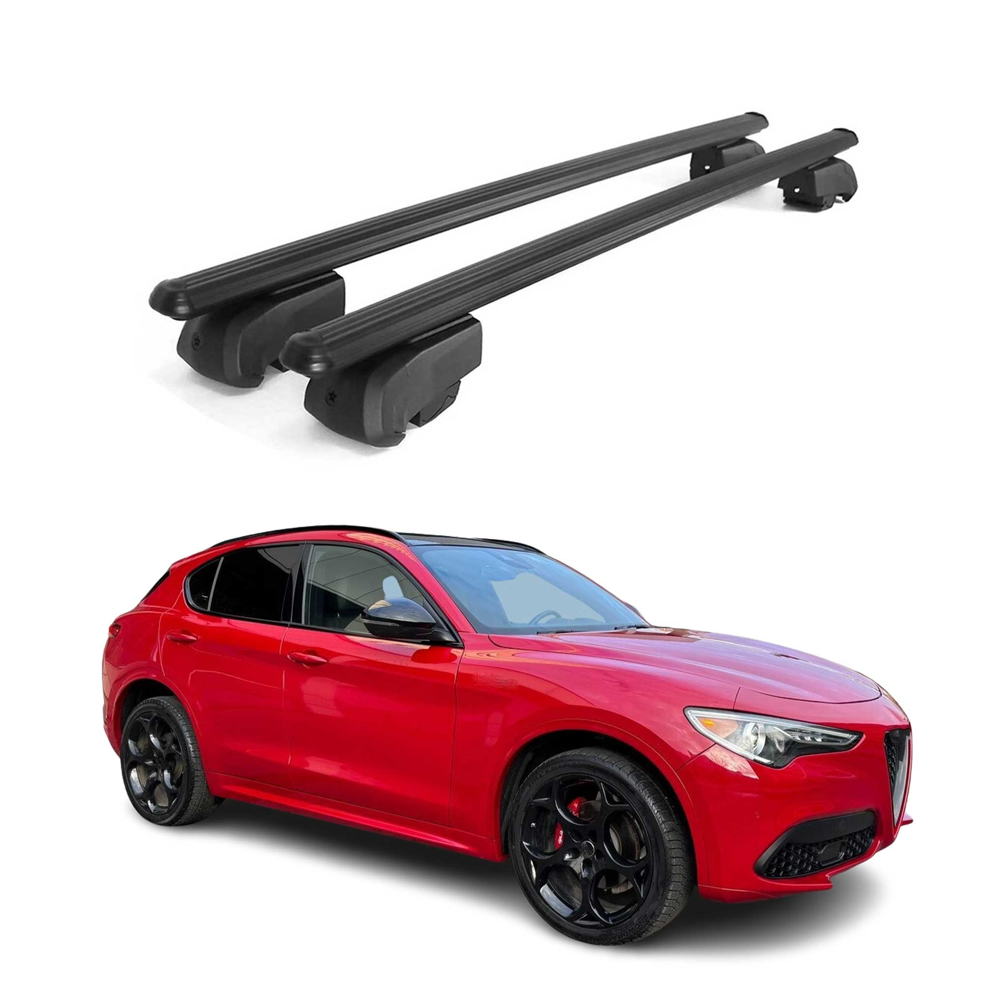 Dachträger Grundtäger für Alfa Romeo Stelvio 2016-2026 75kg Alu Schwarz 2 tlg