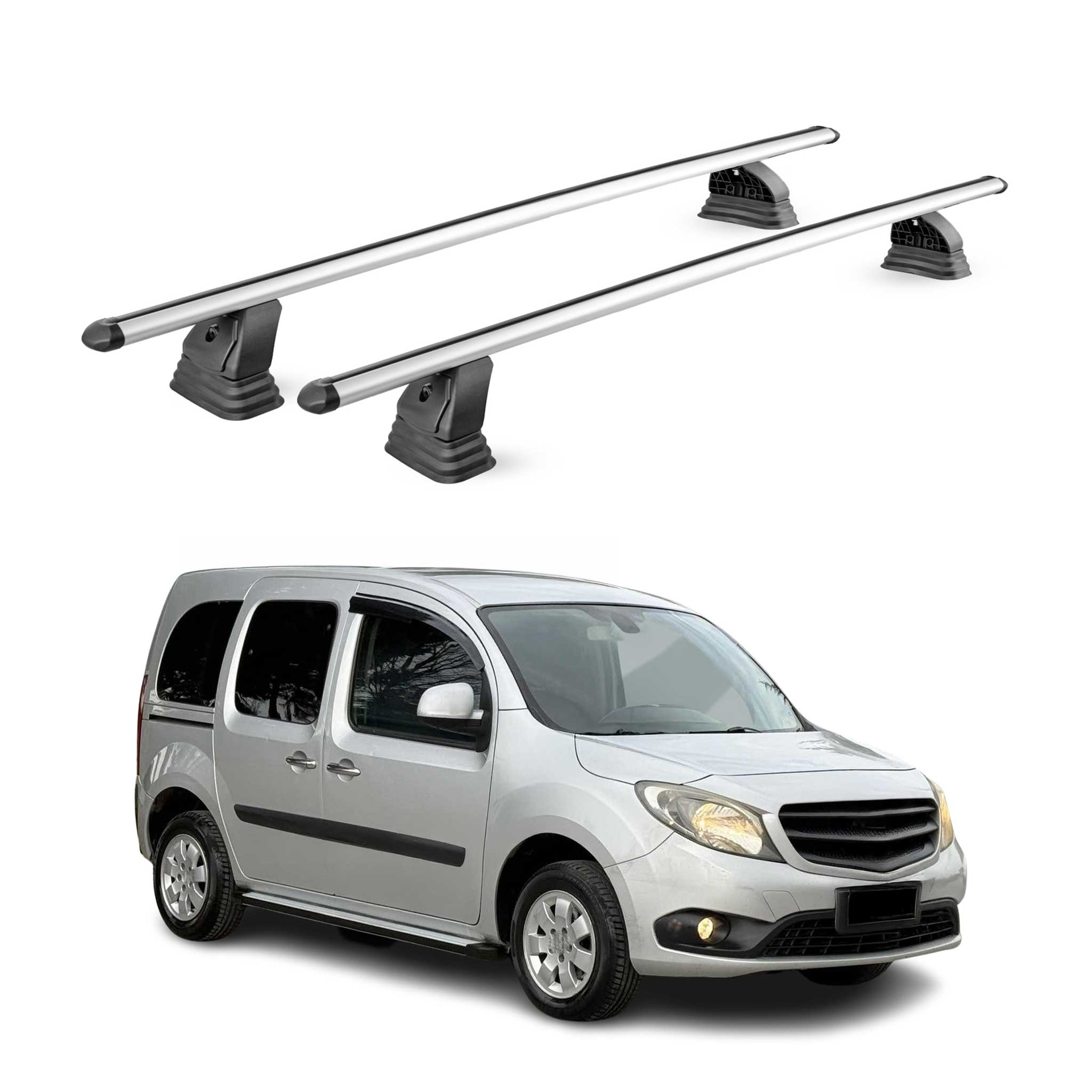 Alu Dachträger für Mercedes Citan W415 2012-2021 TÜV T-Nut 75 kg 2tlg Silber