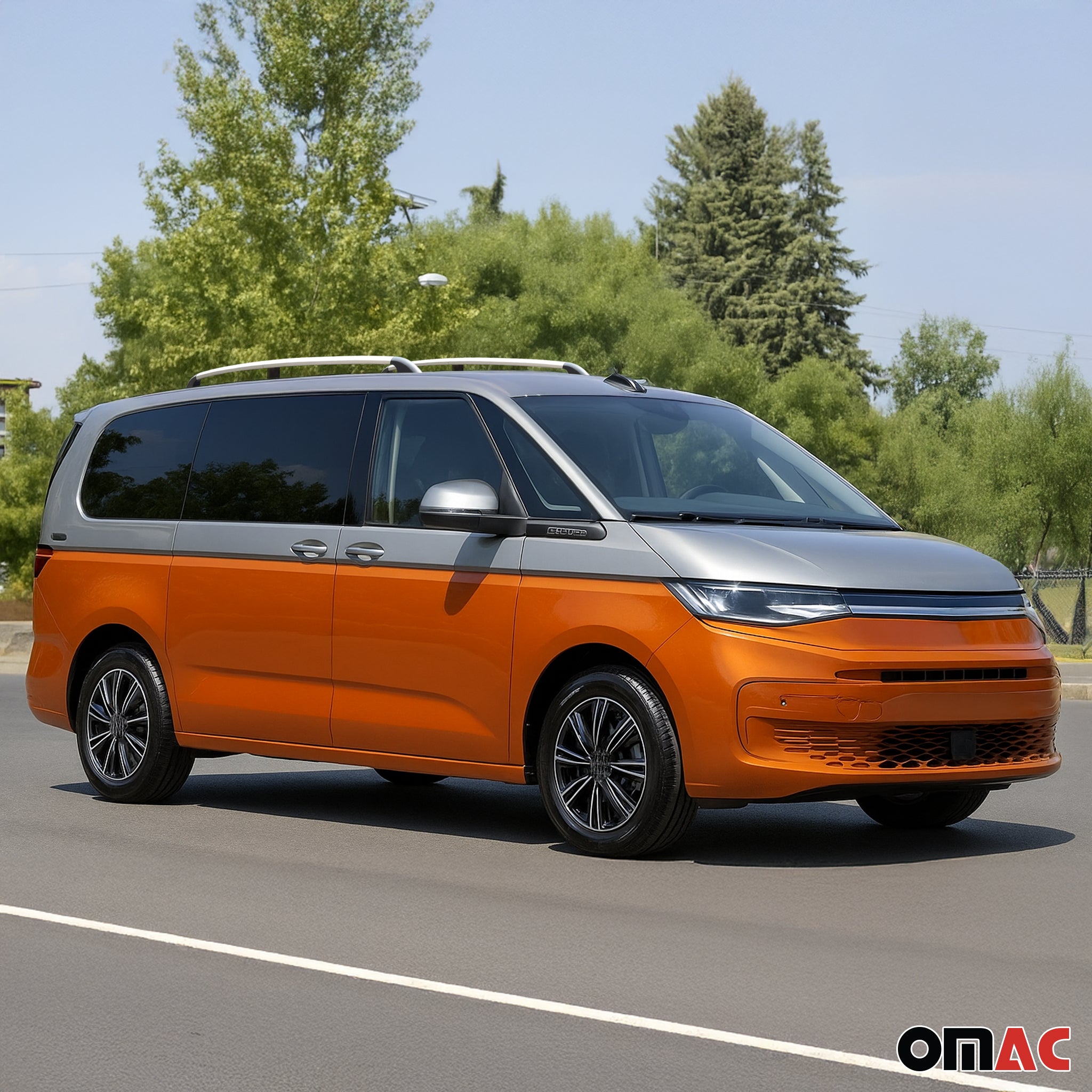 Dachreling für VW Multivan T7 2021-2026 Langer L2 Alu Grau 2 tlg