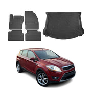 Fußmatten & Kofferraumwanne Set für Ford Kuga I 2008-2012 Gummi TPE Schwarz 5tlg