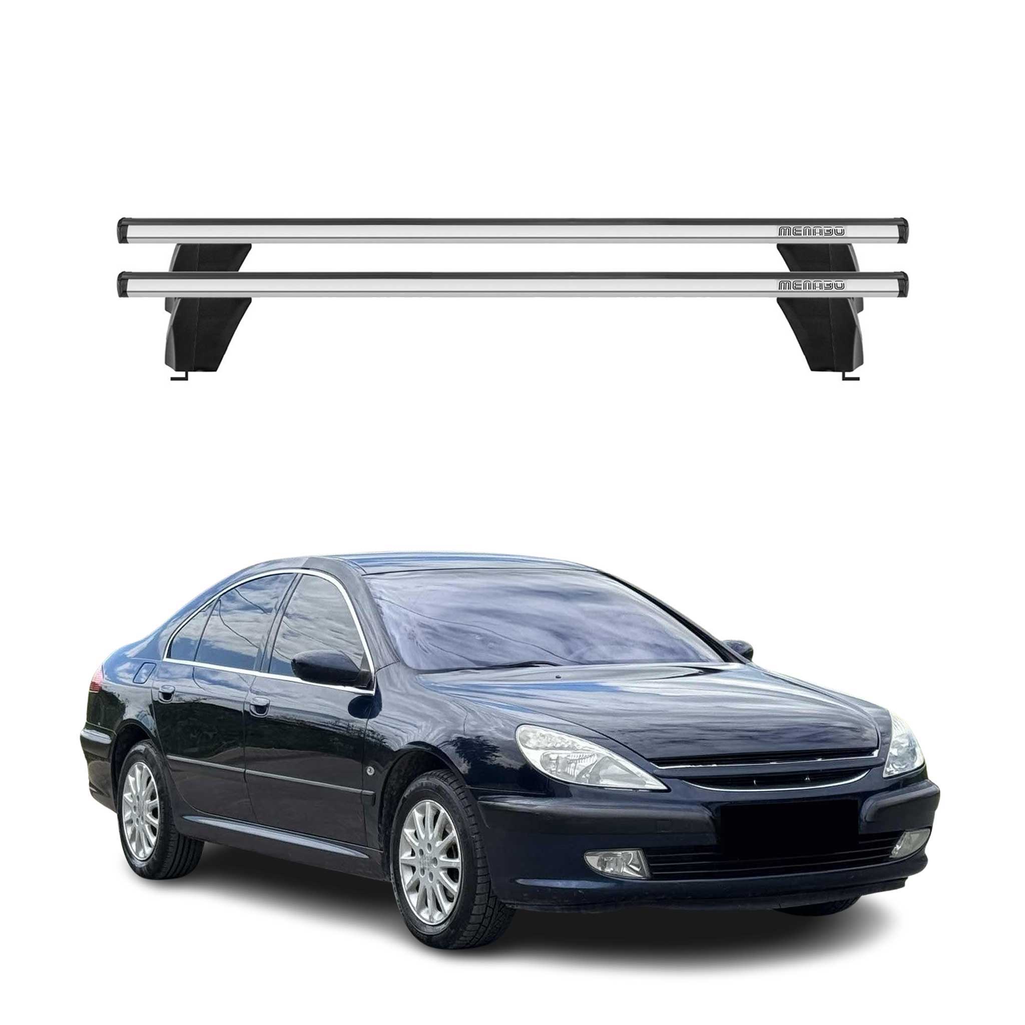 Menabo Dachträger Grundtäger für Peugeot 607 2000-2005 Pre-FL 75kg Alu Silber 2x