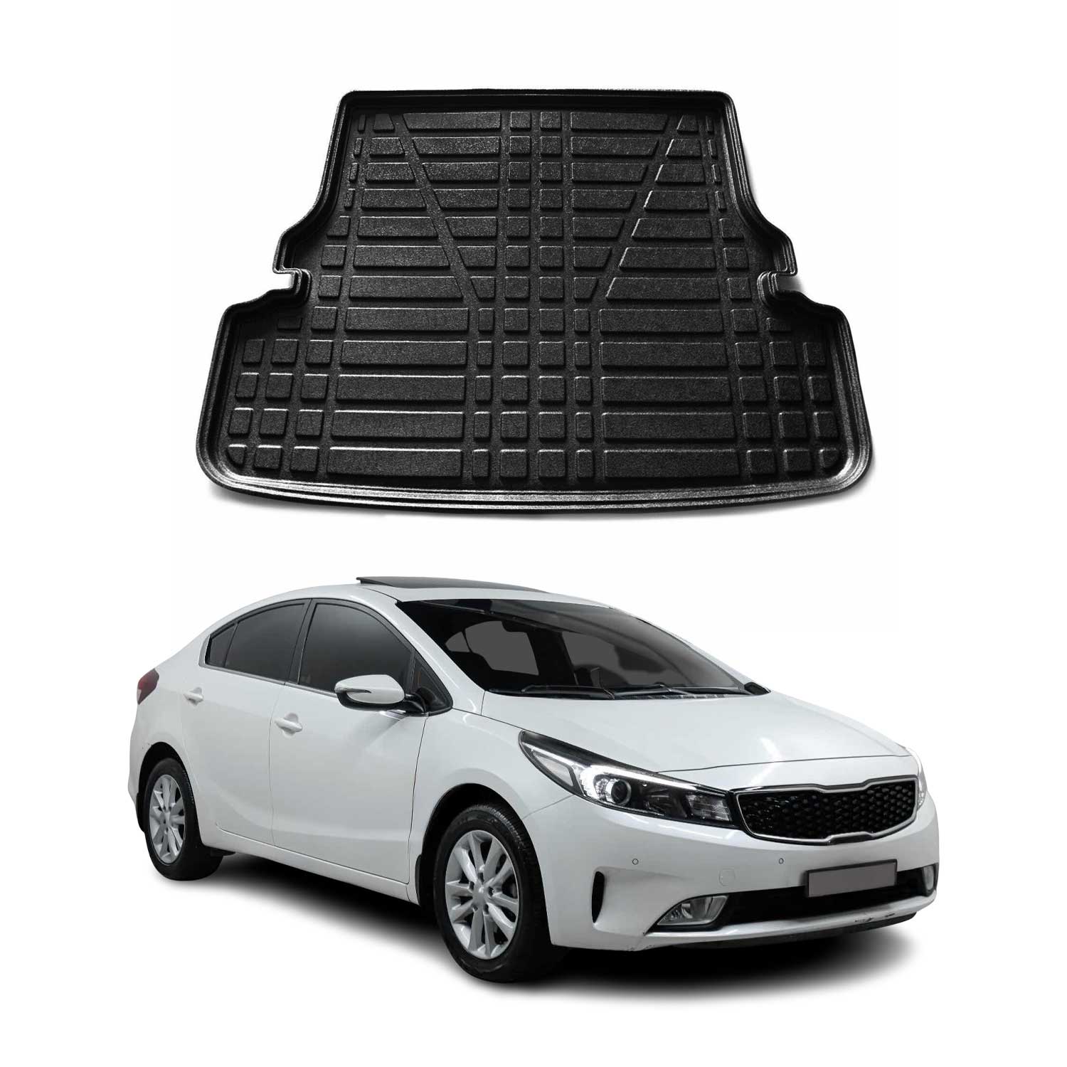 Kofferraumwanne Laderaumwanne für Kia Cerato 2018-2024 Gummi TPE Schwarz