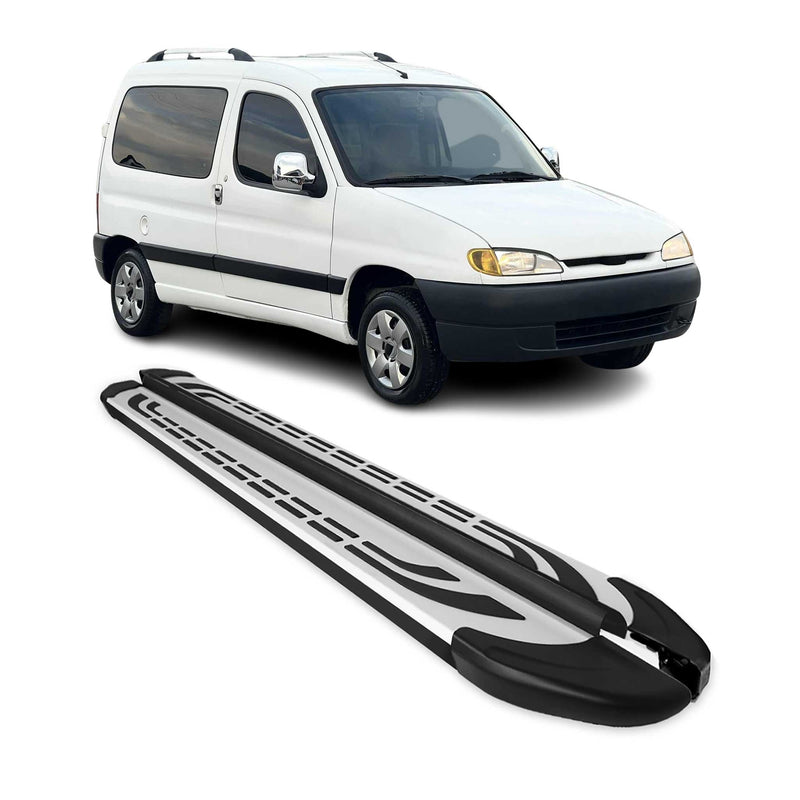 Trittbretter Schweller Seitenbretter für Peugeot Partner 1996-2008 Schwarz Alu