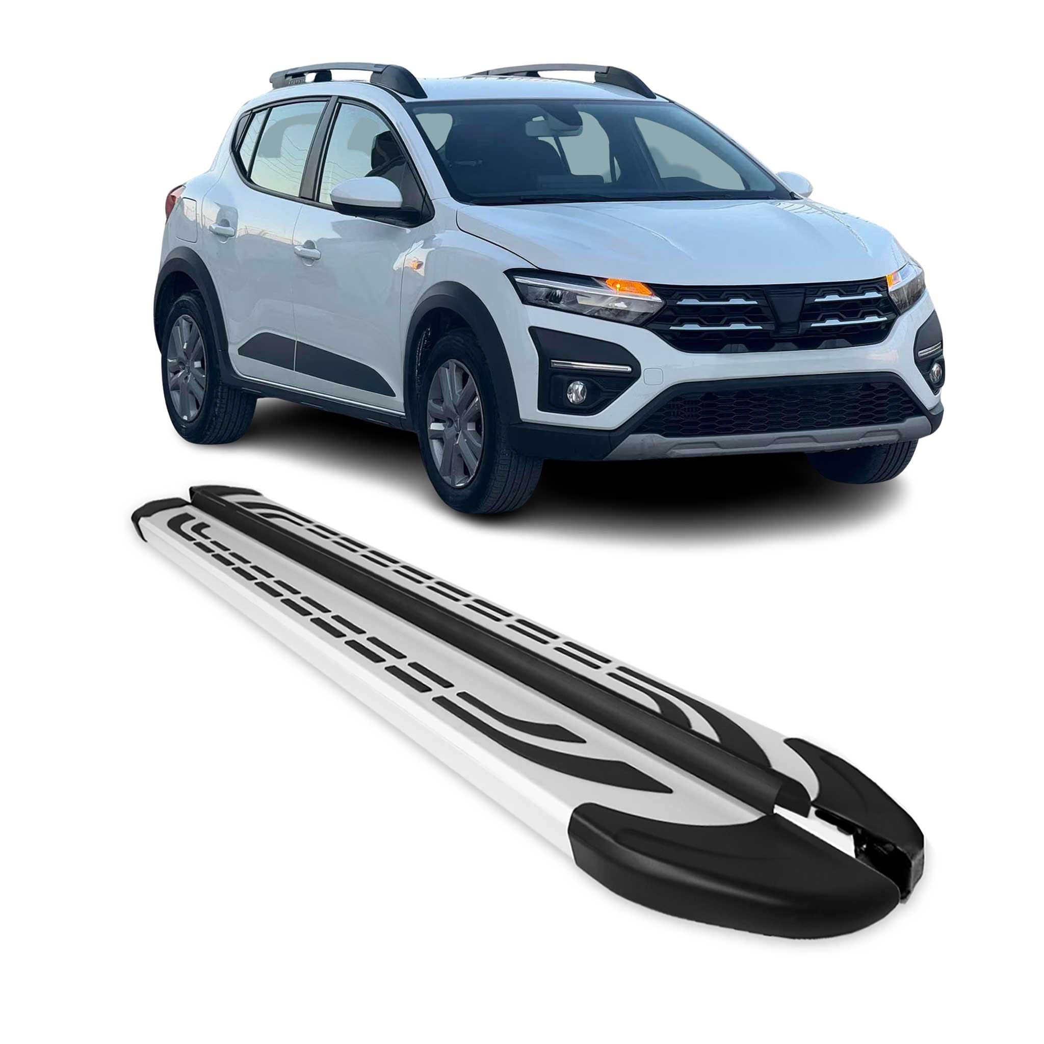 Seitenschweller Seitenbretter für Dacia Sandero Stepway 2021-2026 Alu Silber