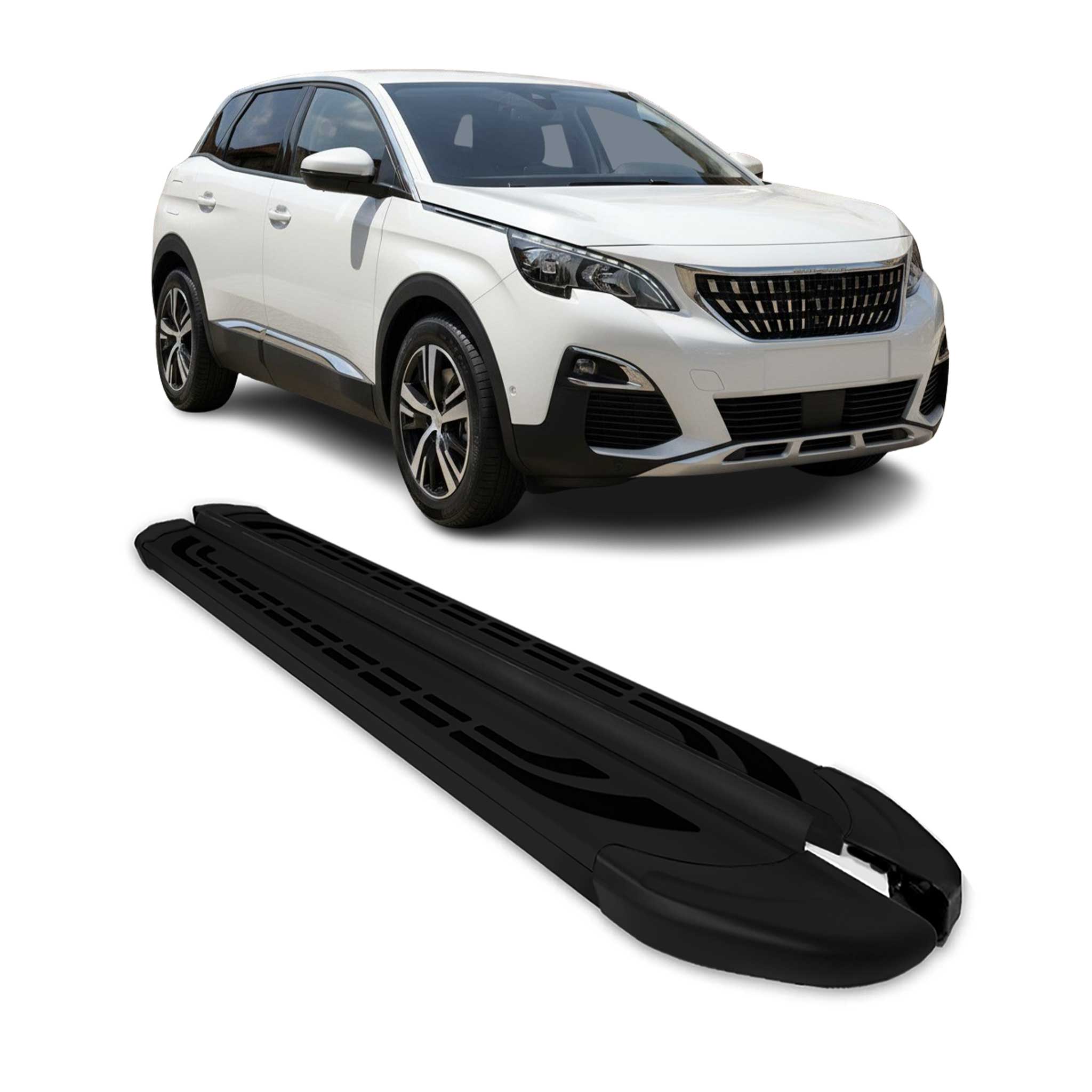 Trittbretter Seitenschweller Seitenbretter für Peugeot 3008 2016-24 Alu Schwarz