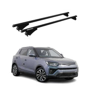 Menabo Dachträger Grundtäger für SsangYong Tivoli 2015-2020 75kg Alu Schwarz 2x