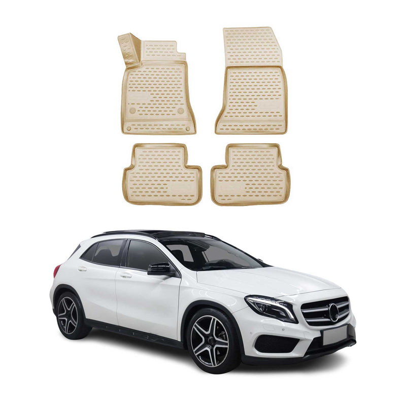 OMAC Gummimatten Fußmatten für Mercedes GLA Klasse 2013-2025 TPE Matten Beige 4x