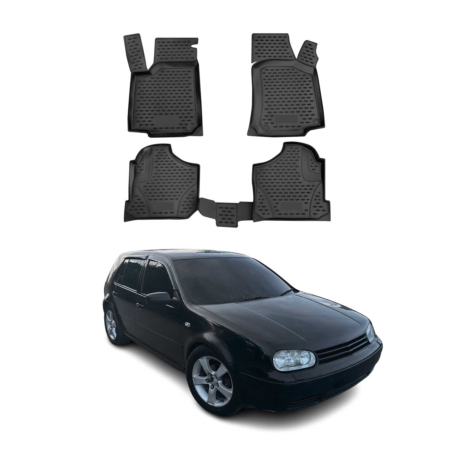 OMAC Gummimatten Fußmatten für VW Golf 1997-2006 TPE Automatten Schwarz 4x
