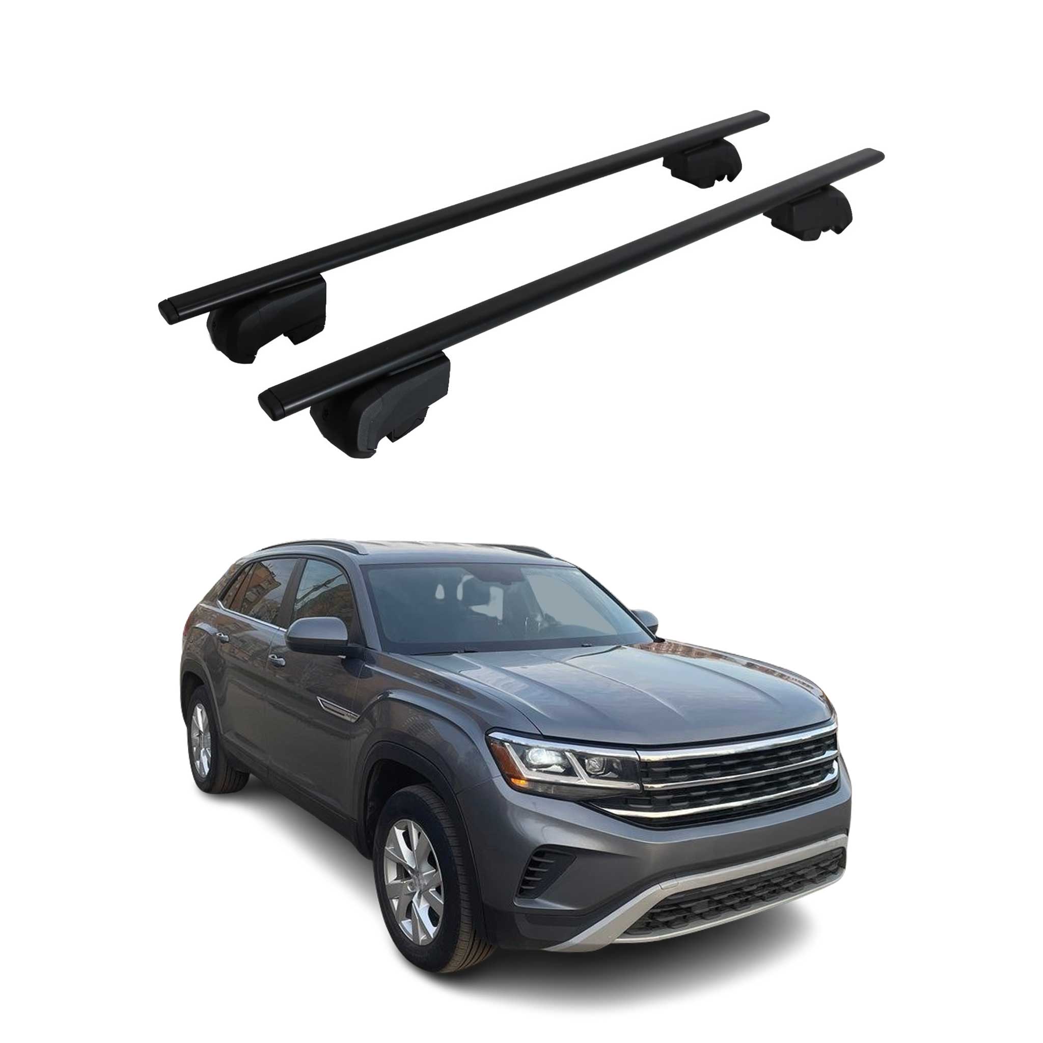 Dachträger Grundtäger für VW Atlas Cross Sport 2019-2026 75kg Metall Schwarz 2x