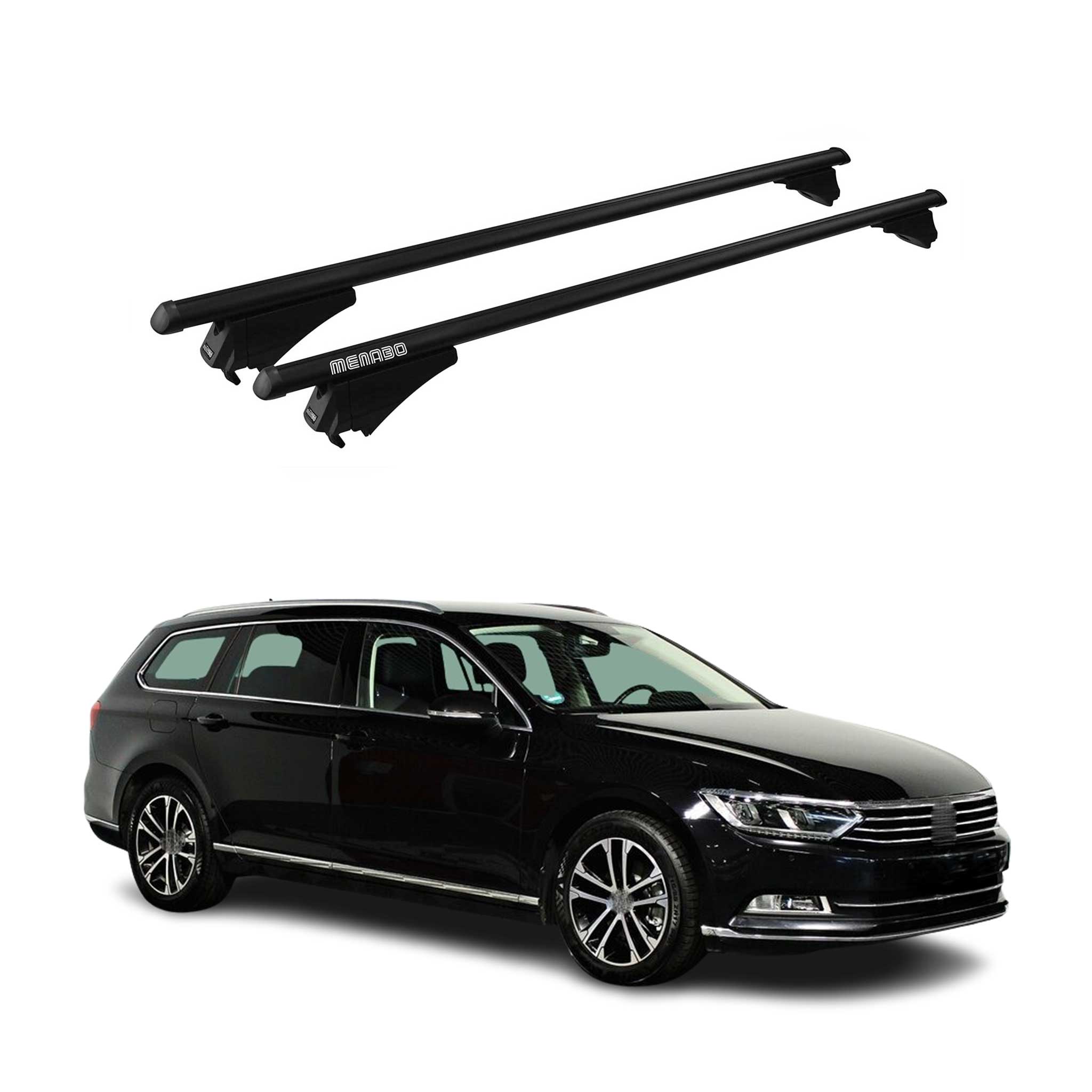 Menabo Dachträger Grundtäger für VW Passat B8 Variant 2014-2019 75kg Alu Schwarz