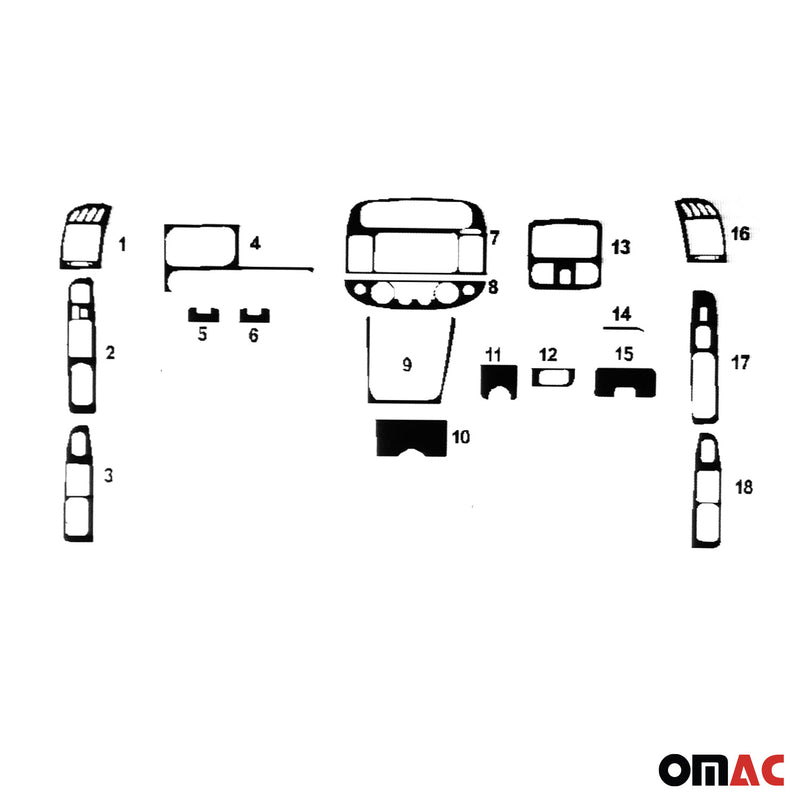 Innenraum Dekor Cockpit für Toyota Camry 2001-2006 Carbon Optik 18 tlg