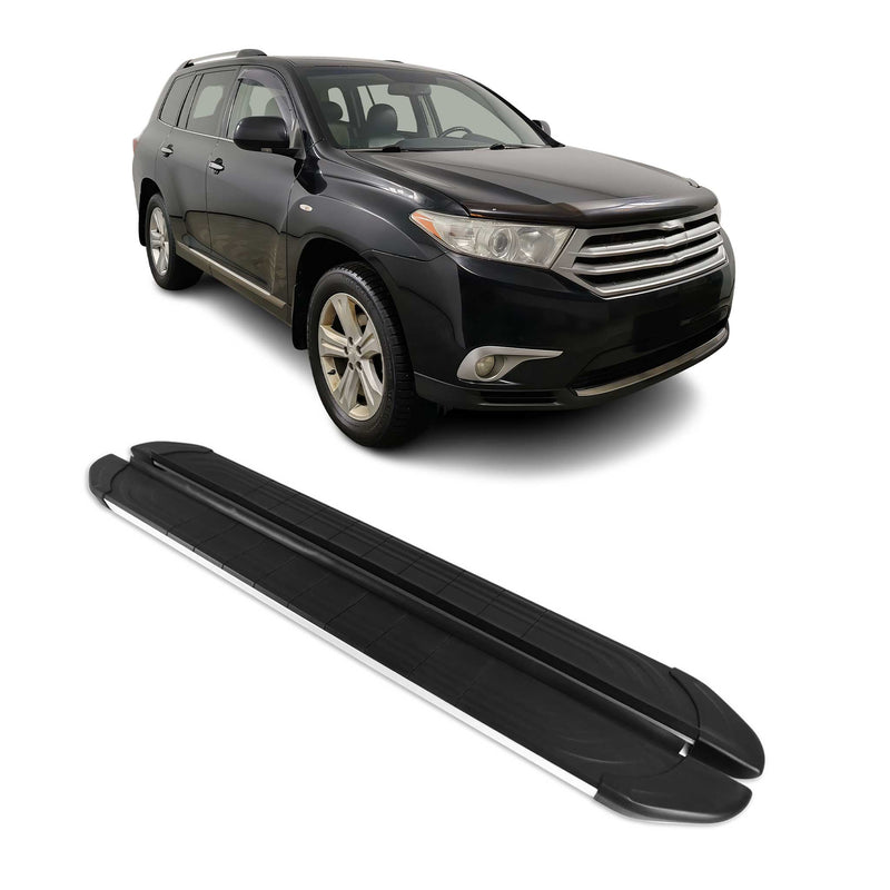 Trittbretter Seitenschweller für Toyota Highlander 2007-2013 Alu Schwarz Grau