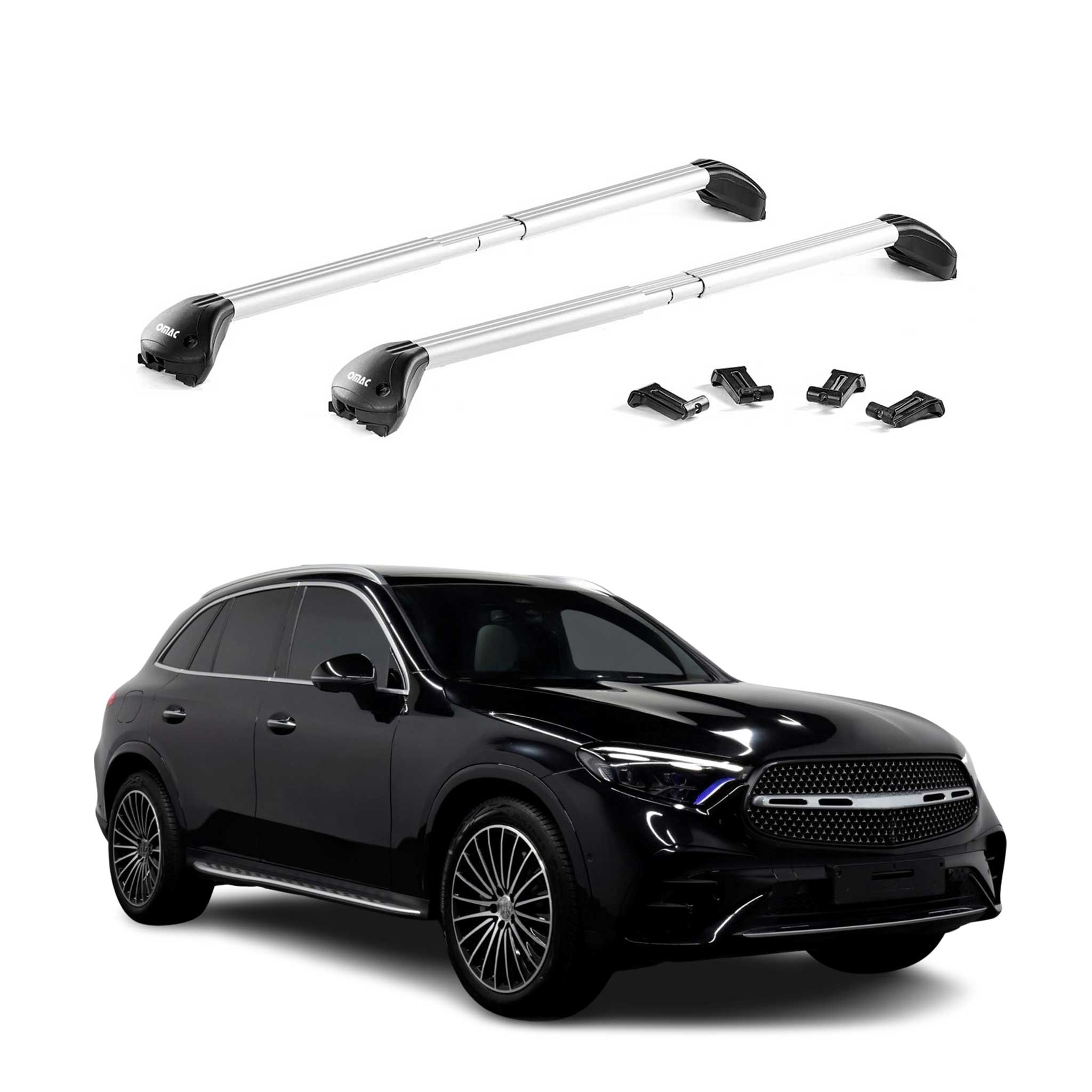 Dachträger Grundtäger für Mercedes GLC X254 2022-2026 100kg Alu Silber 2 tlg ABE