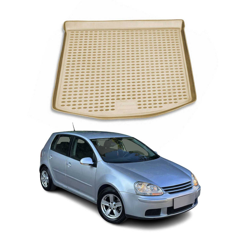 Kofferraummatte Kofferraumwanne für VW Golf 2003-2009 Schrägheck Gummi TPE Beige