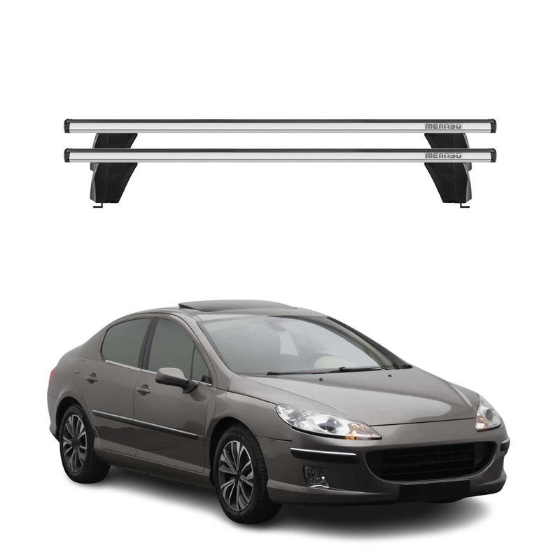 Menabo Dachträger Grundtäger für Peugeot 407 2004-2012 75kg Alu Silber 2 tlg
