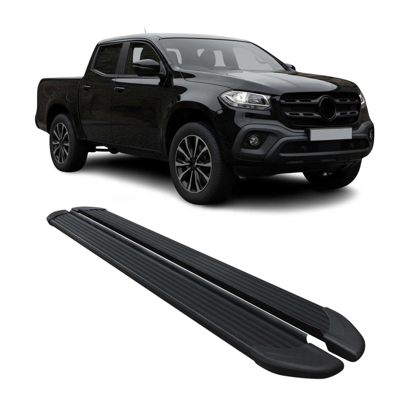 Trittbretter Seitenschutz für Mercedes X Klasse DoubleCab 2017-23 Alu Schwarz 2x