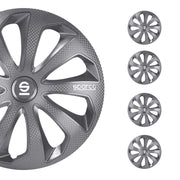Radkappen Radzierblenden Sparco Sicilia 16" Zoll Abdeckung Set Grau Carbon 4x