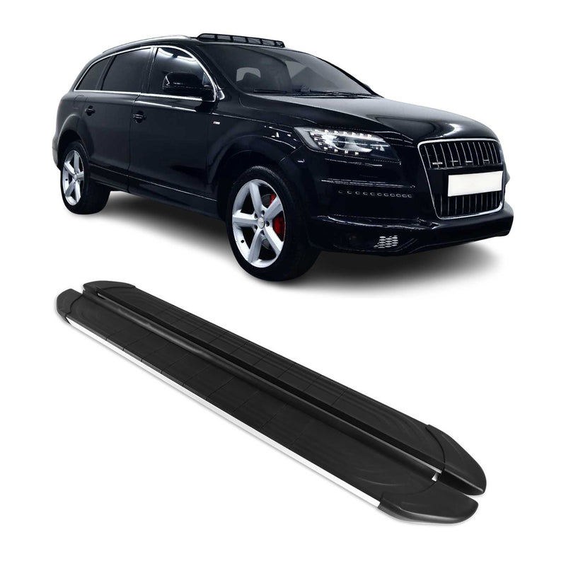 Trittbretter Seitenschweller für Audi Q7 4LB 2006-2015 Alu Schwarz Silber 2x