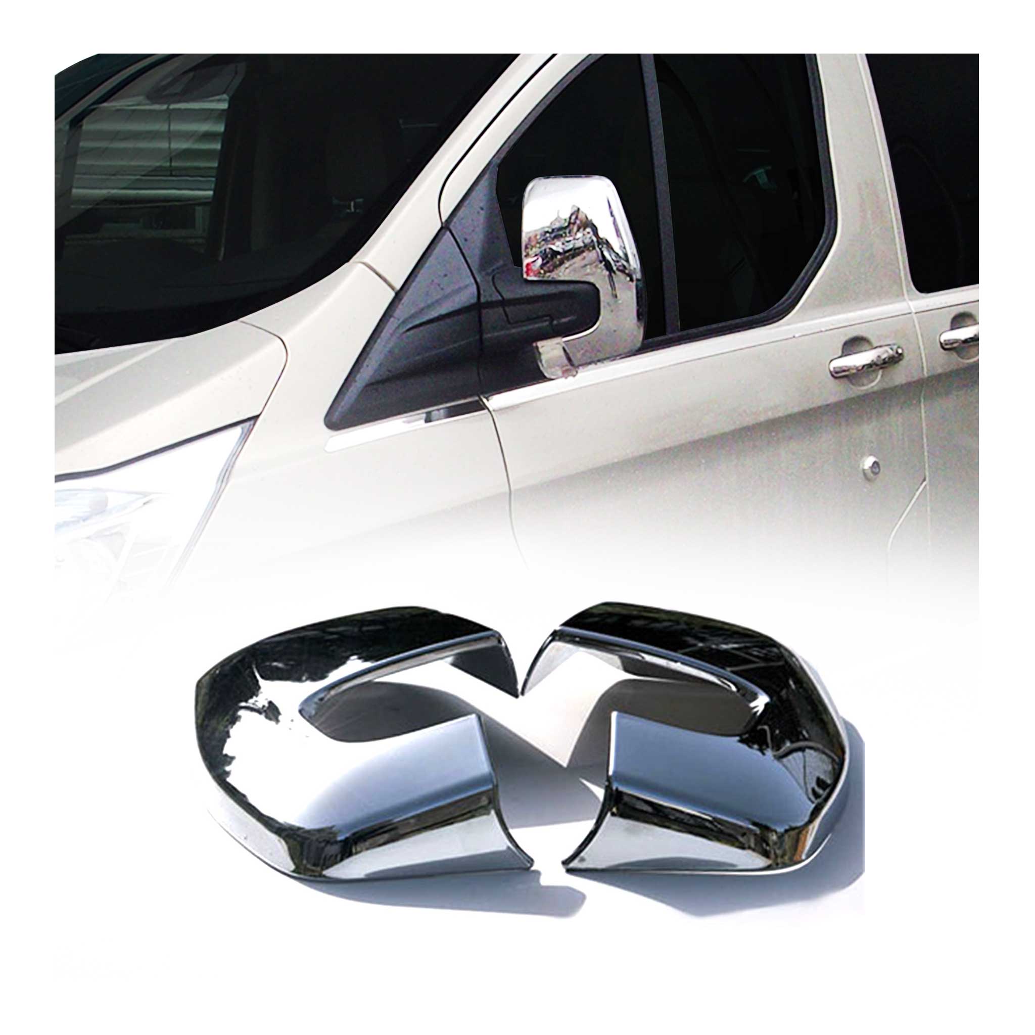 Spiegelkappen Spiegelabdeckung für Ford Transit Custom 2012-2024 Chrom ABS