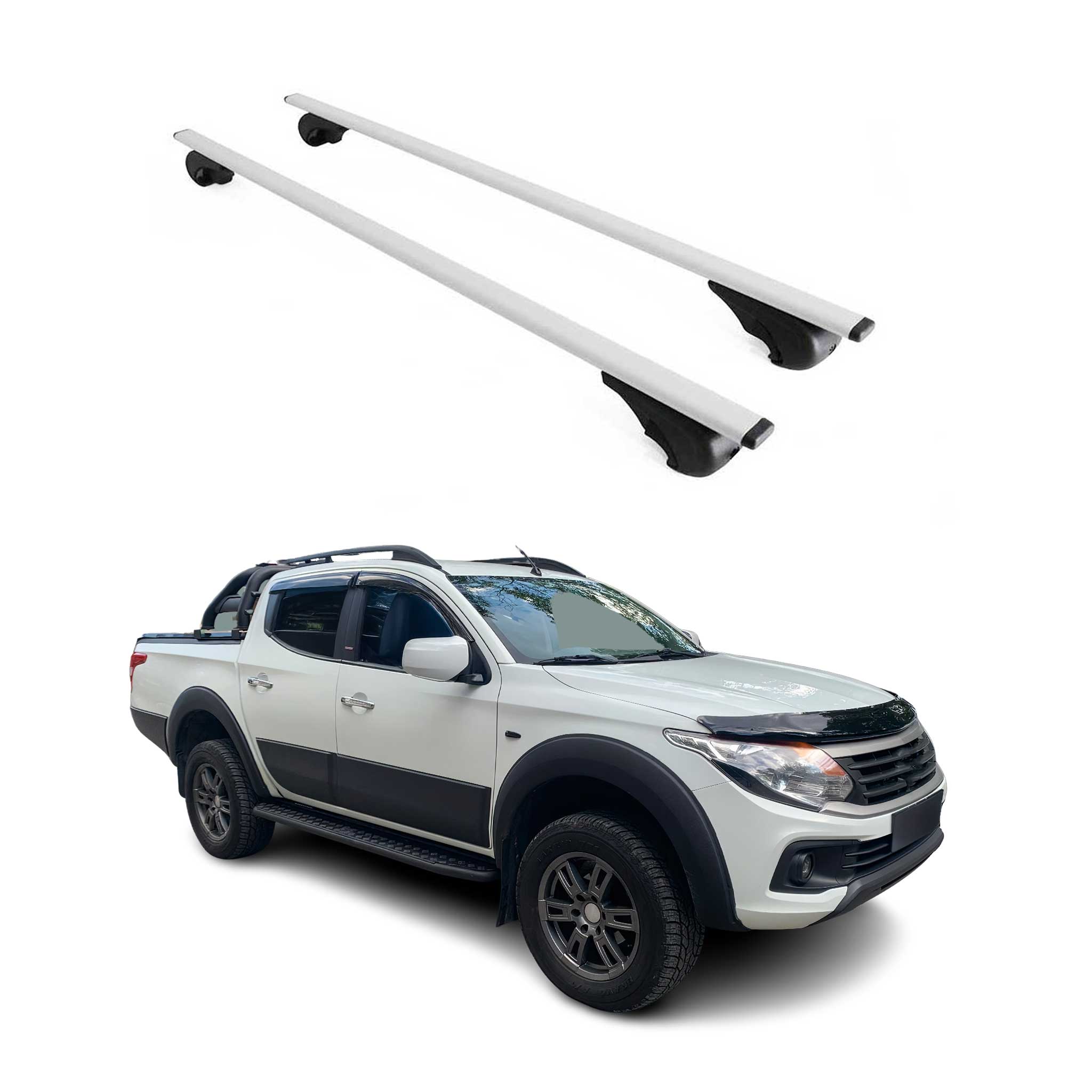 Dachträger Grundtäger für Fiat Fullback 2016-2019 75kg Metall Silber 2 tlg
