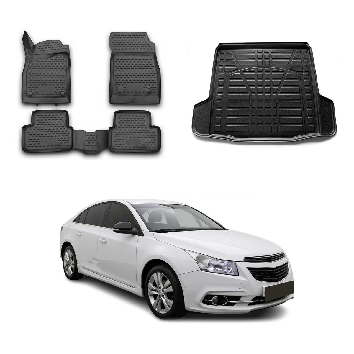 Fußmatten & Kofferraumwanne Set für Chevrolet Cruze (Limousine) 2009-2012 Pre-FL
