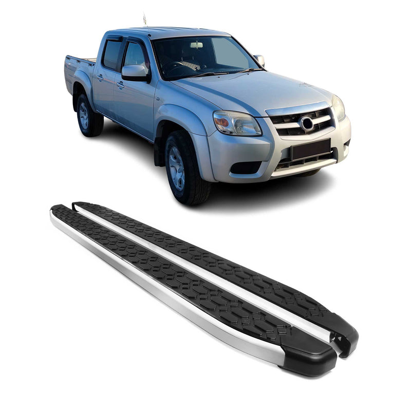 Alu Trittbretter Seitenschweller für Mazda BT-50 DoubleCab 2006-11 Schwarz Grau