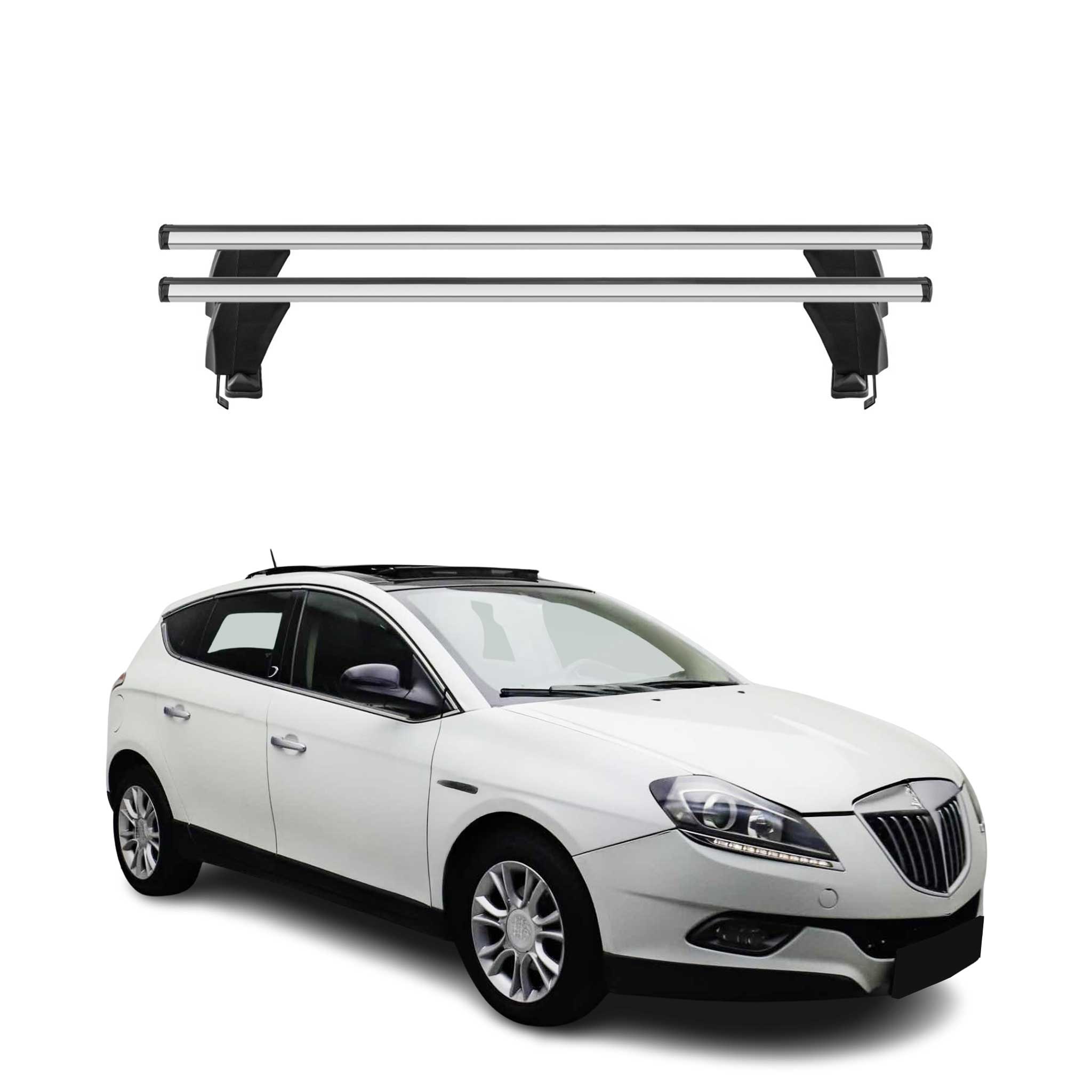 Menabo Dachträger Grundtäger für Lancia Delta 2008-2014 50kg Alu Silber 2 tlg