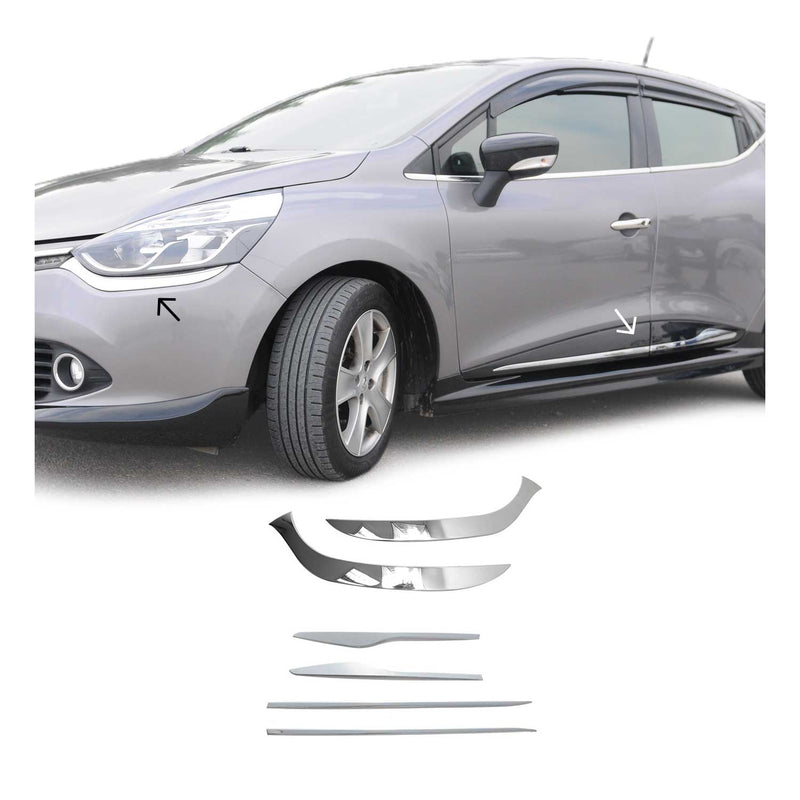Türleisten Scheinwerferrahmen Böser Blick für Renault Clio 2012-2019 Chrom Satz