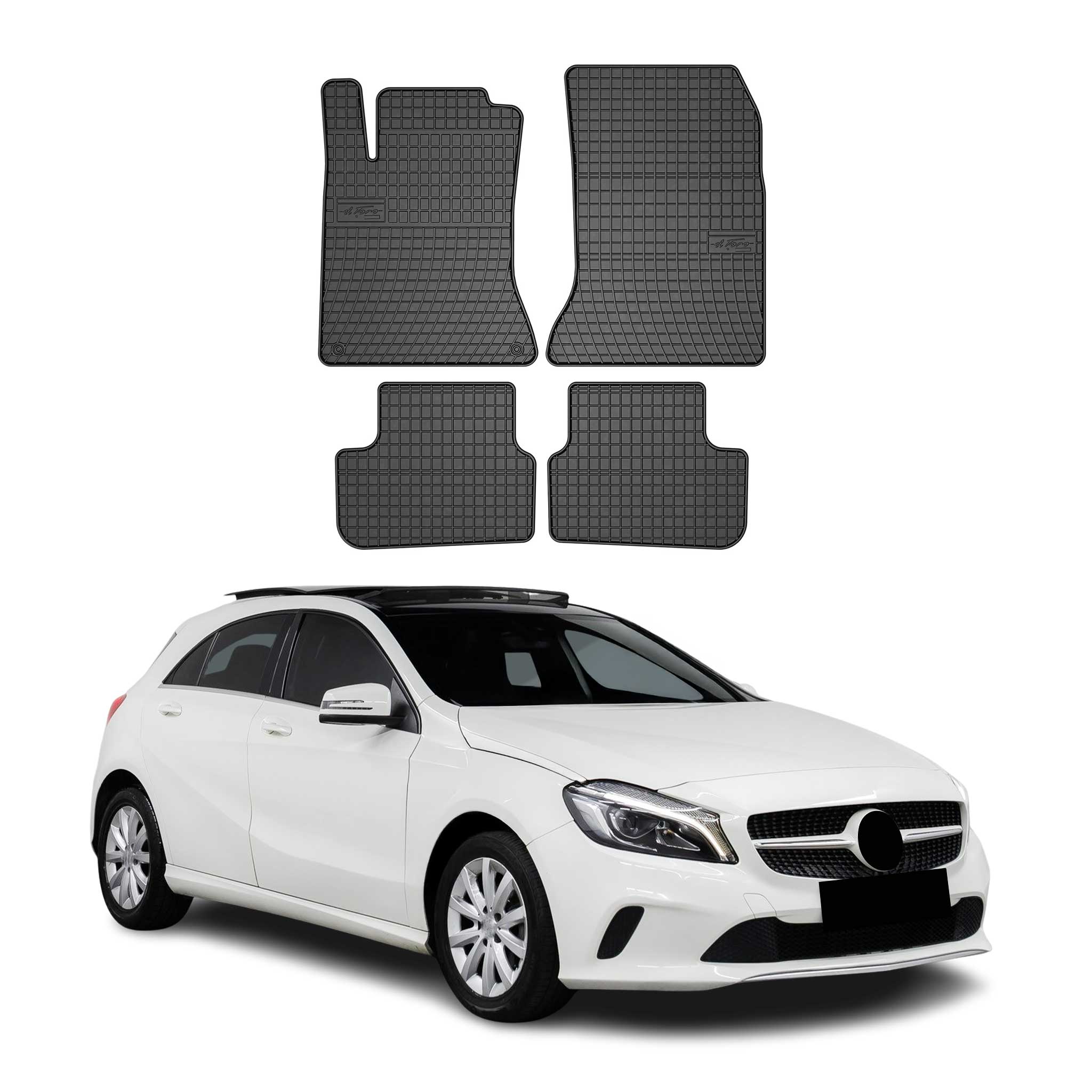 OMAC Gummi Fußmatten für Mercedes A Klasse W176 2012-2018 Automatten Schwarz 4x