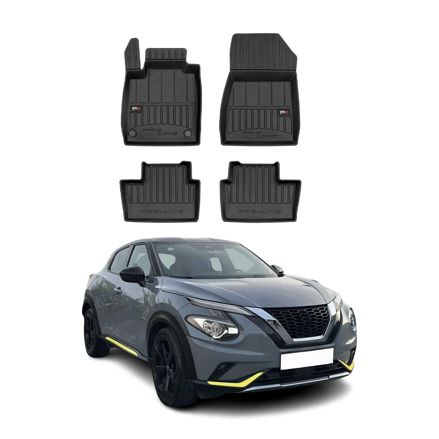 OMAC Gummi Fußmatten für Nissan Juke 2019-2024 Premium TPE Automatten Schwarz 4x