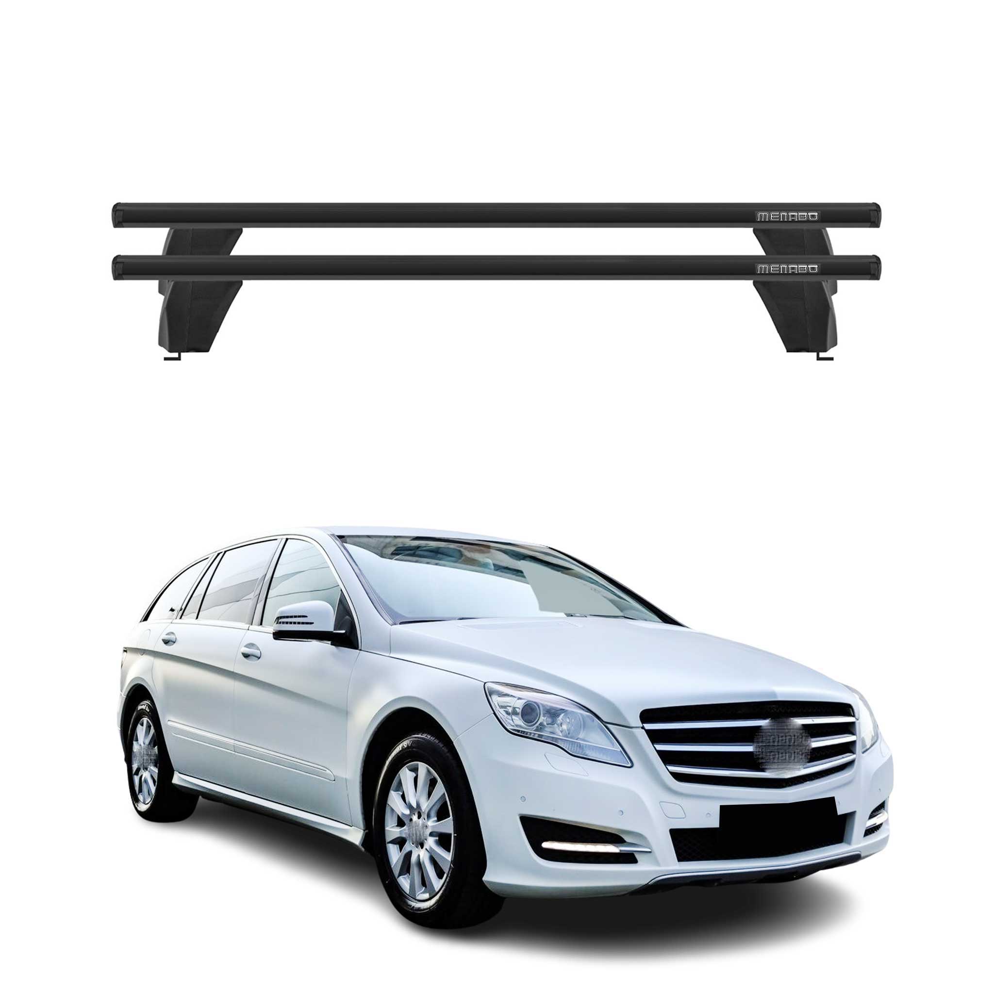 Menabo Dachträger für Mercedes R Klasse W251 2006-2013 75kg Alu Schwarz 2x