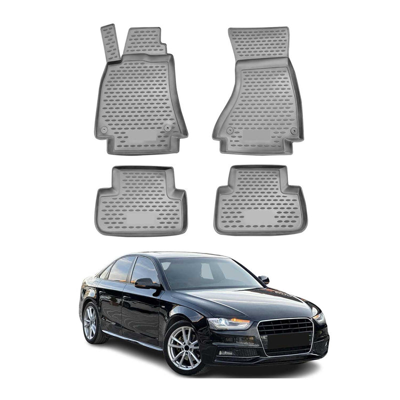 OMAC Gummimatten Fußmatten für Audi A4 Limo Avant Allroad B8 2007-2016 Grau 4x