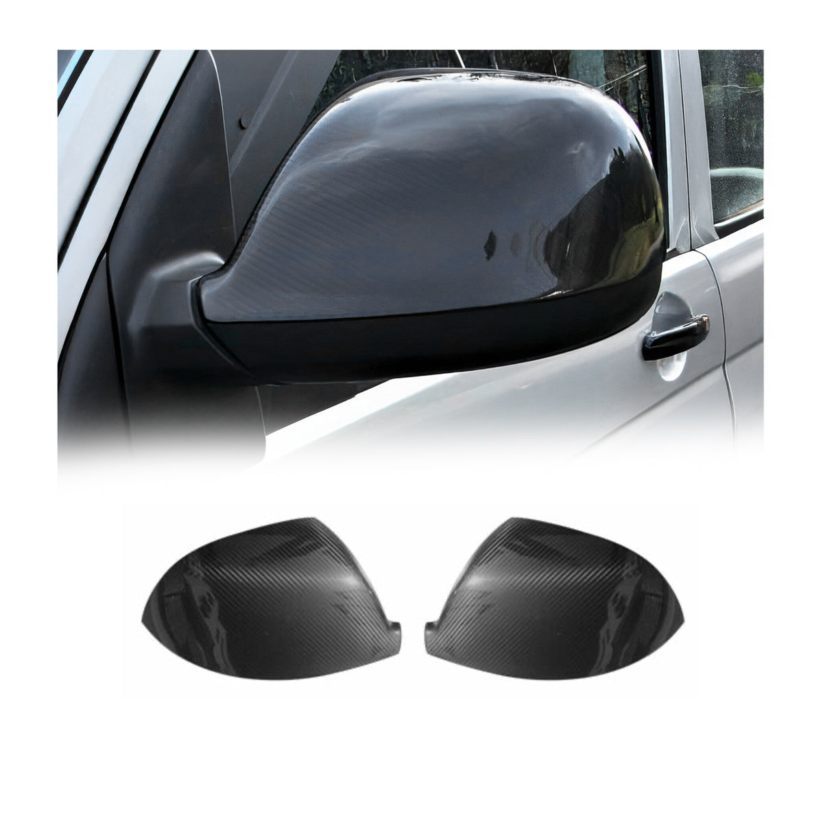 Spiegelkappen Spiegelabdeckung für VW Transporter T5 2010-15 Echt Carbon Schwarz