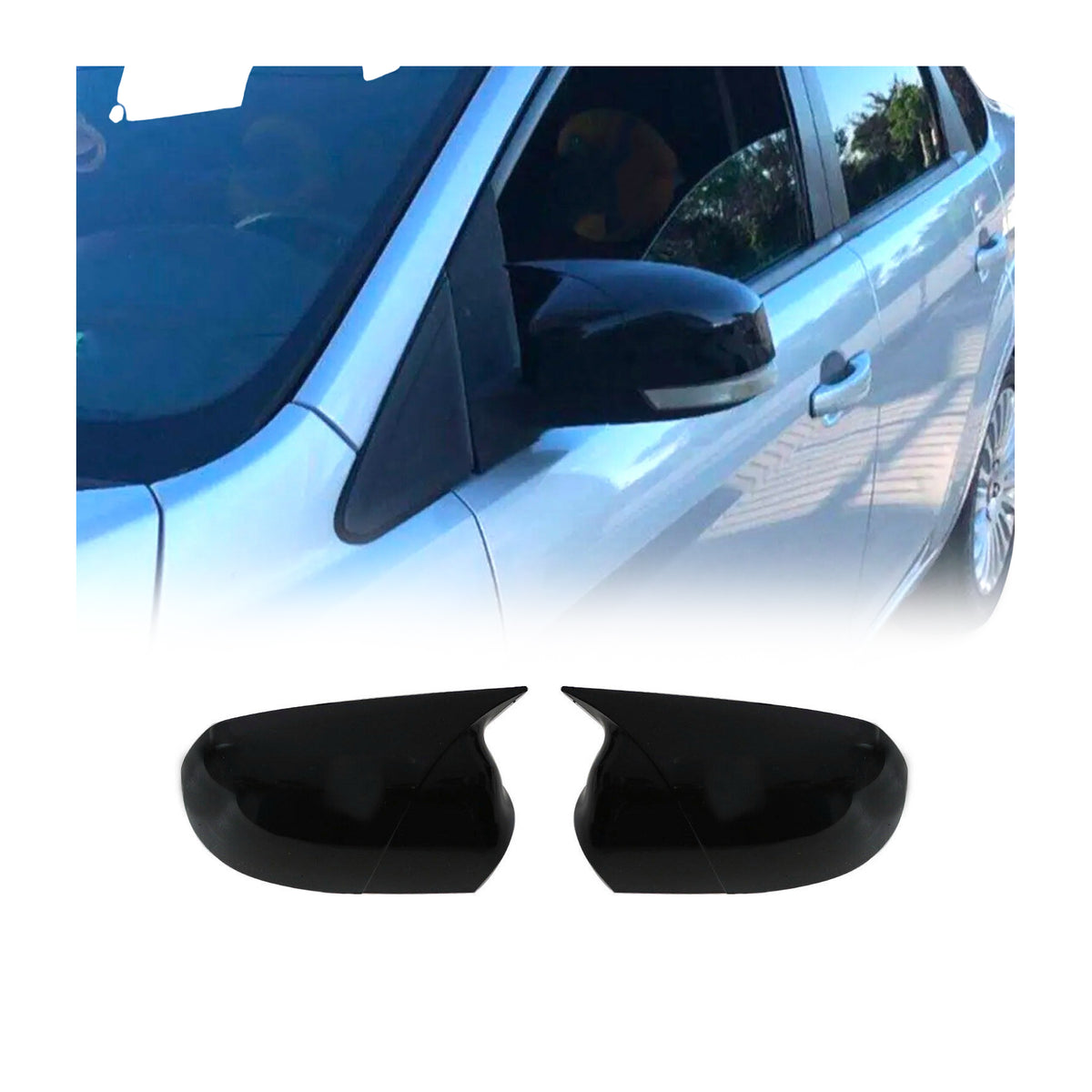 Spiegelkappen für Ford Focus C-MAX Focus mk2 Mondeo mk3 ABS Schwarz Glanz