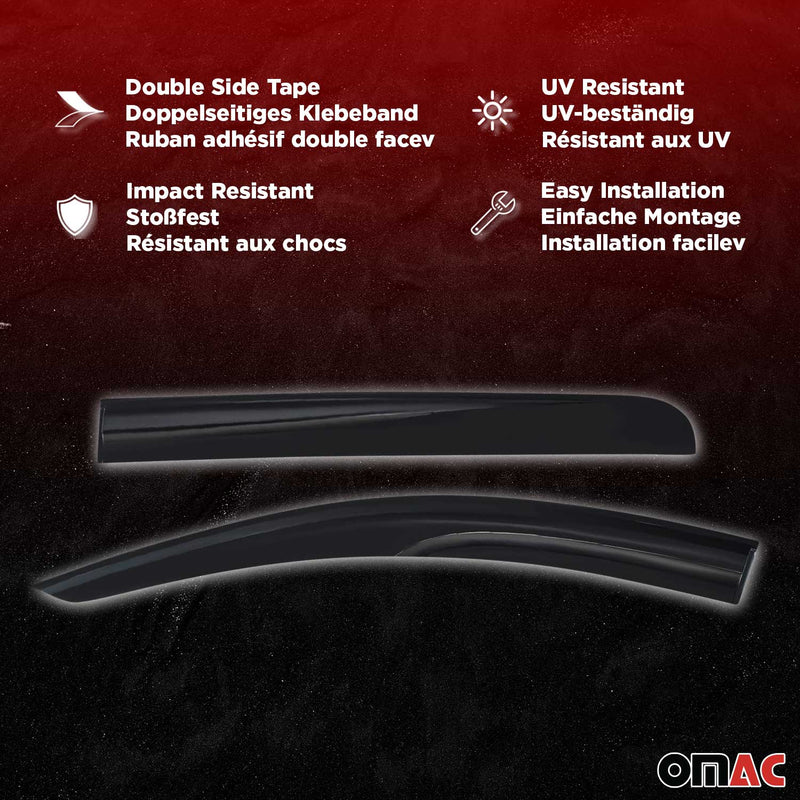 2x Windabweiser Regenabweiser für VW Caddy 2021-2025 Acryl Dunkel