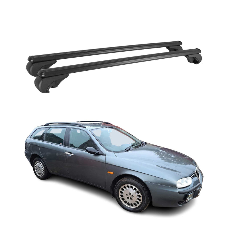 Dachträger Grundtäger für Alfa Romeo 156 Sportwagon 2000-2006 75kg Alu Schwarz