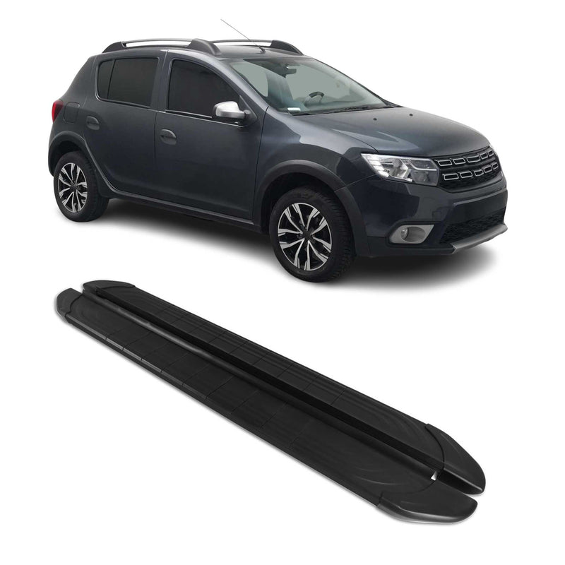Trittbretter Seitenschweller für Dacia Sandero Stepway 2007-2012 Alu Schwarz