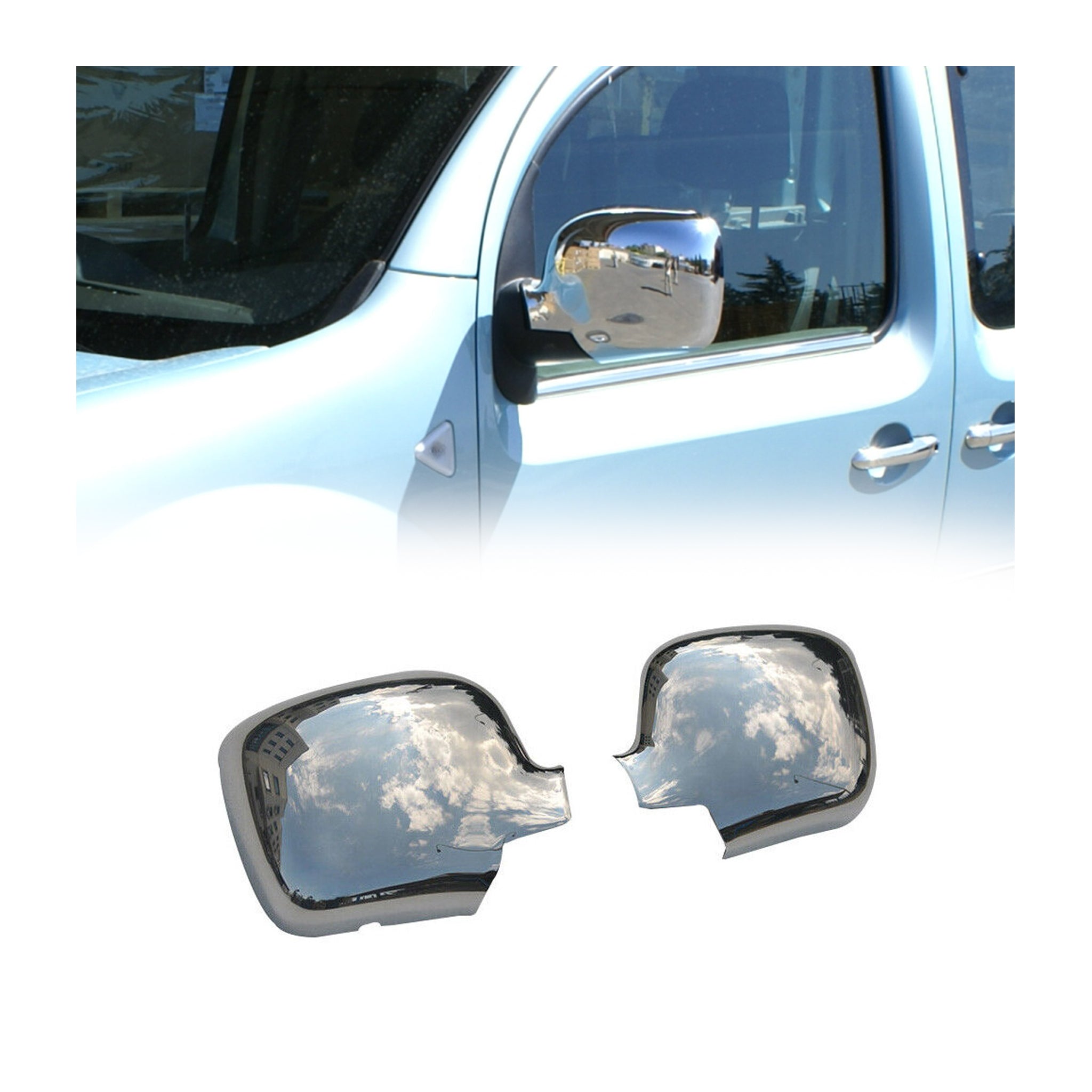 Spiegelkappen Spiegelabdeckung für Renault Kangoo 2008-2020 Chrom ABS Silber